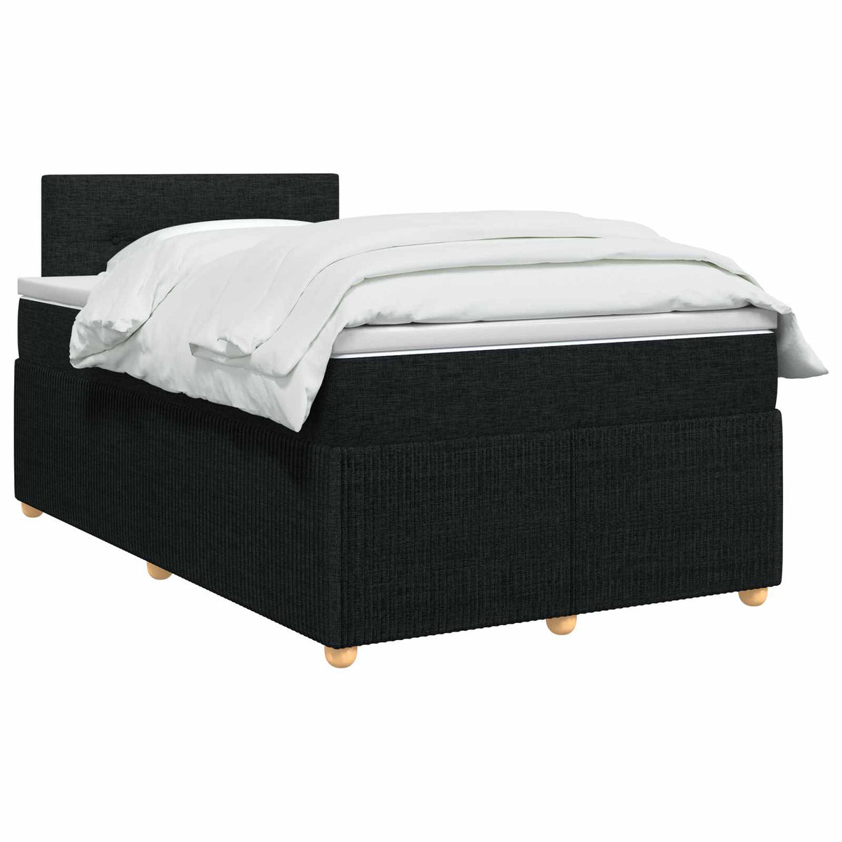 Boxmadras med topmadras med hovedgærde Sort 120 x 190 cm Stof