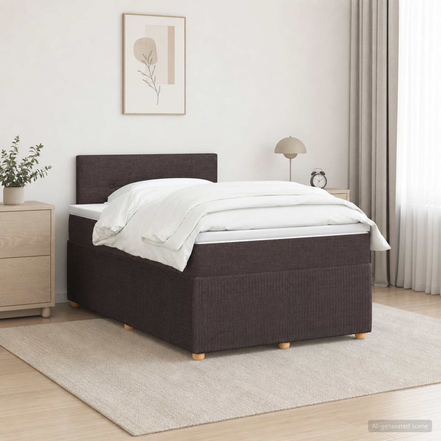 Boxmadras med topmadras Mørk Brun 120 x 200 cm Stof