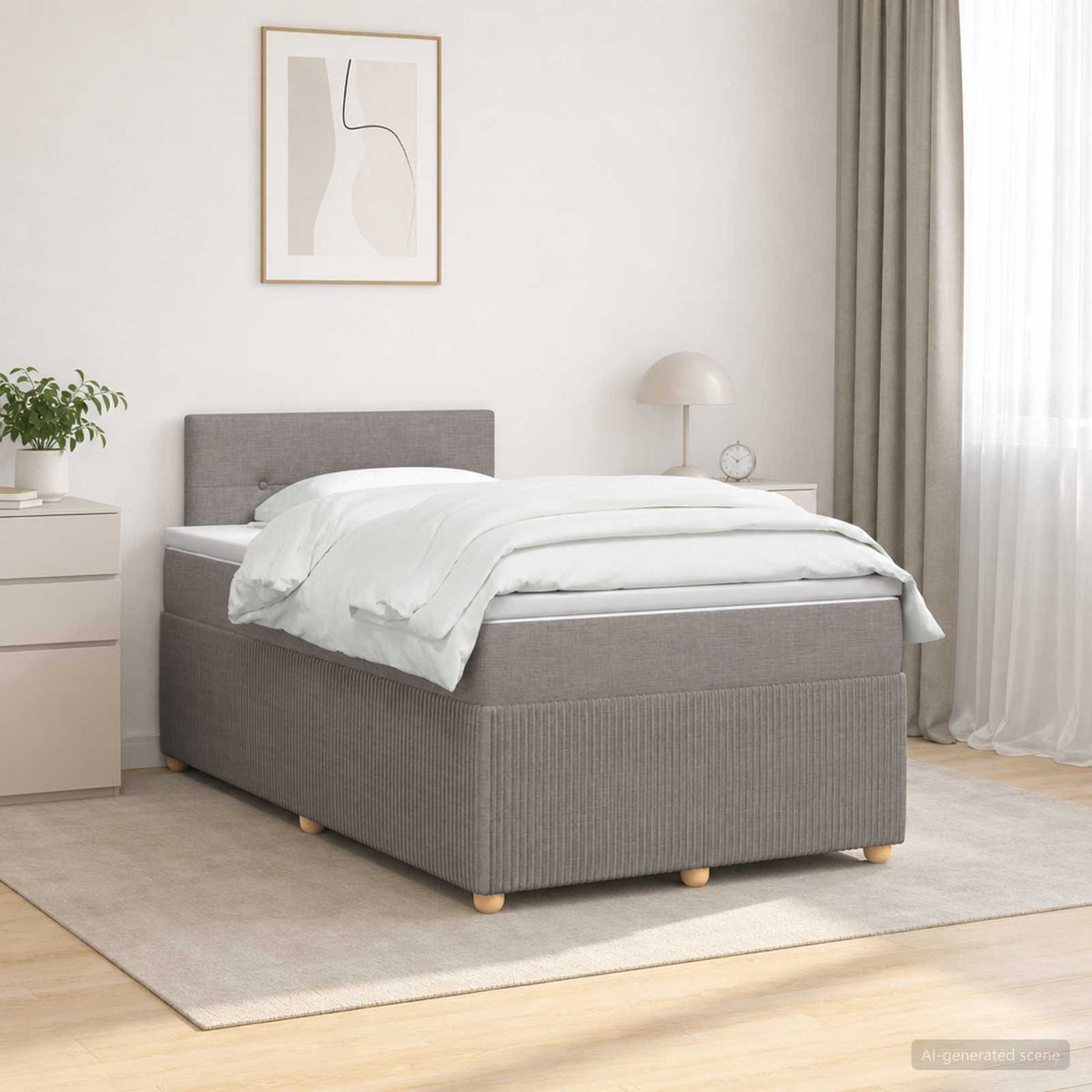 Boxmadras med topmadras Gråbrun 120 x 200 cm Stof