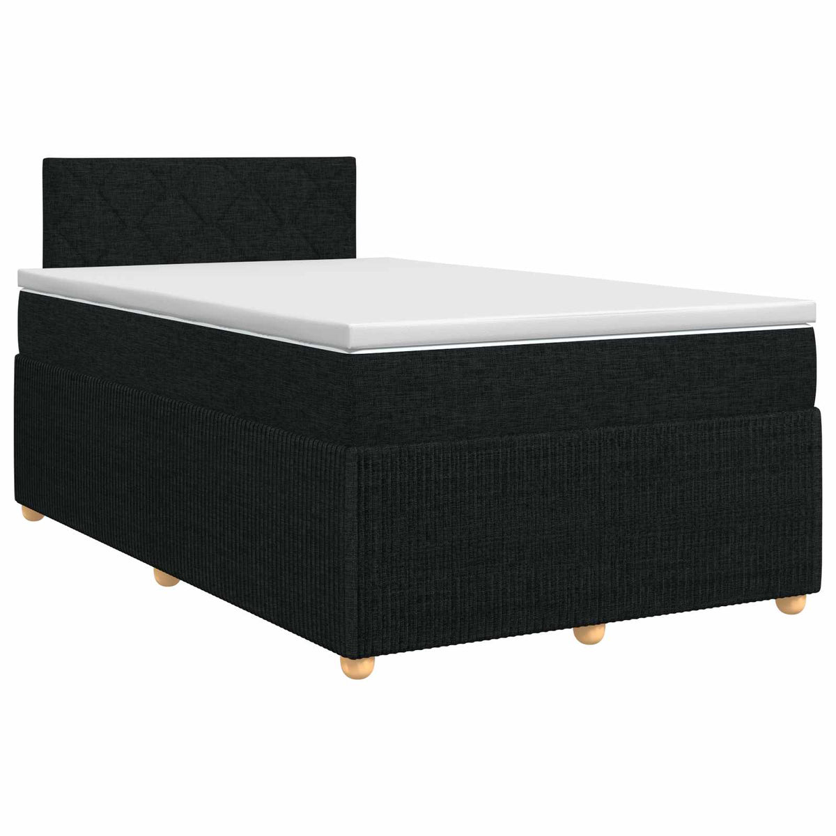 Boxmadras med topmadras med hovedgærde Sort 120 x 190 cm Stof