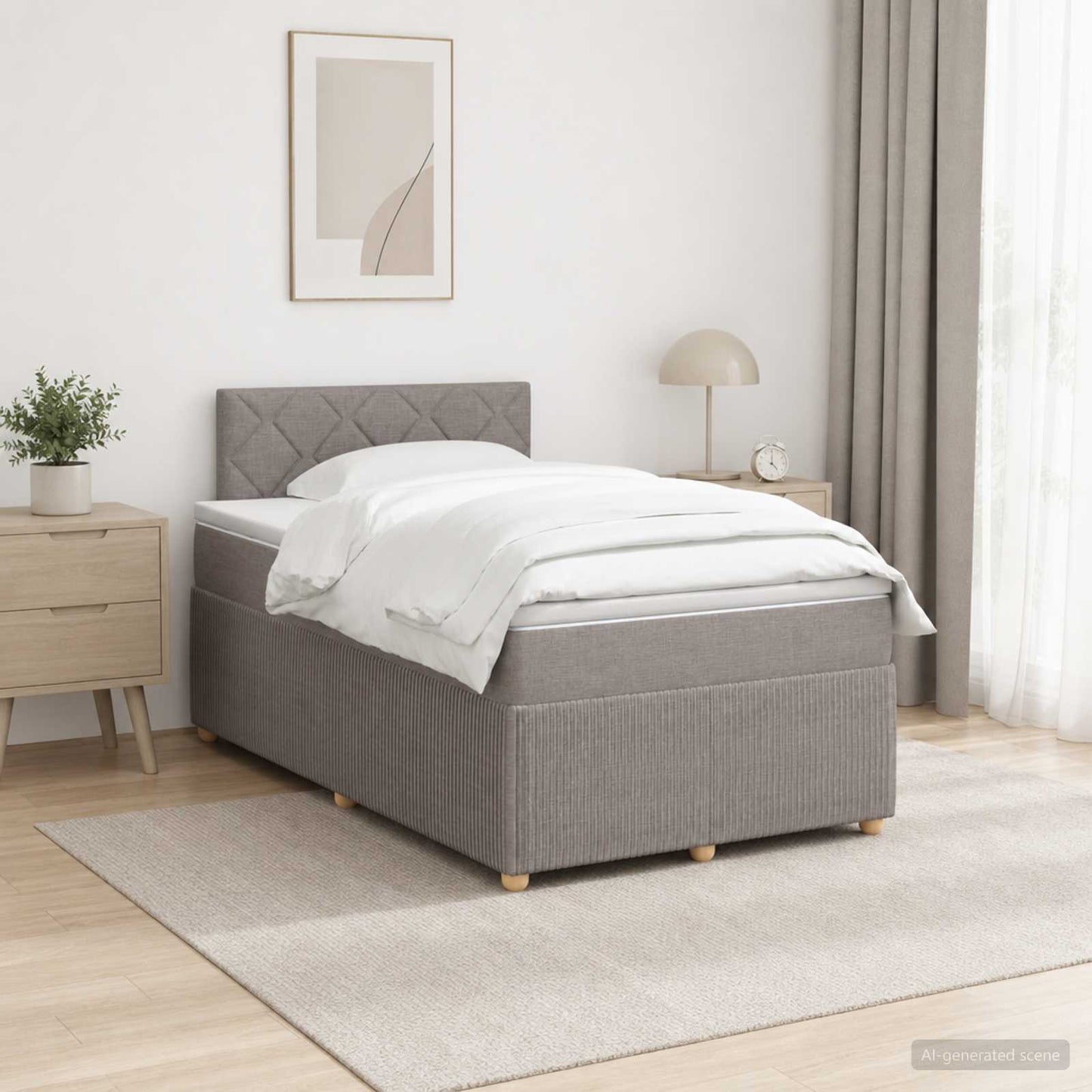 Boxmadras med topmadras Gråbrun 120 x 200 cm Stof
