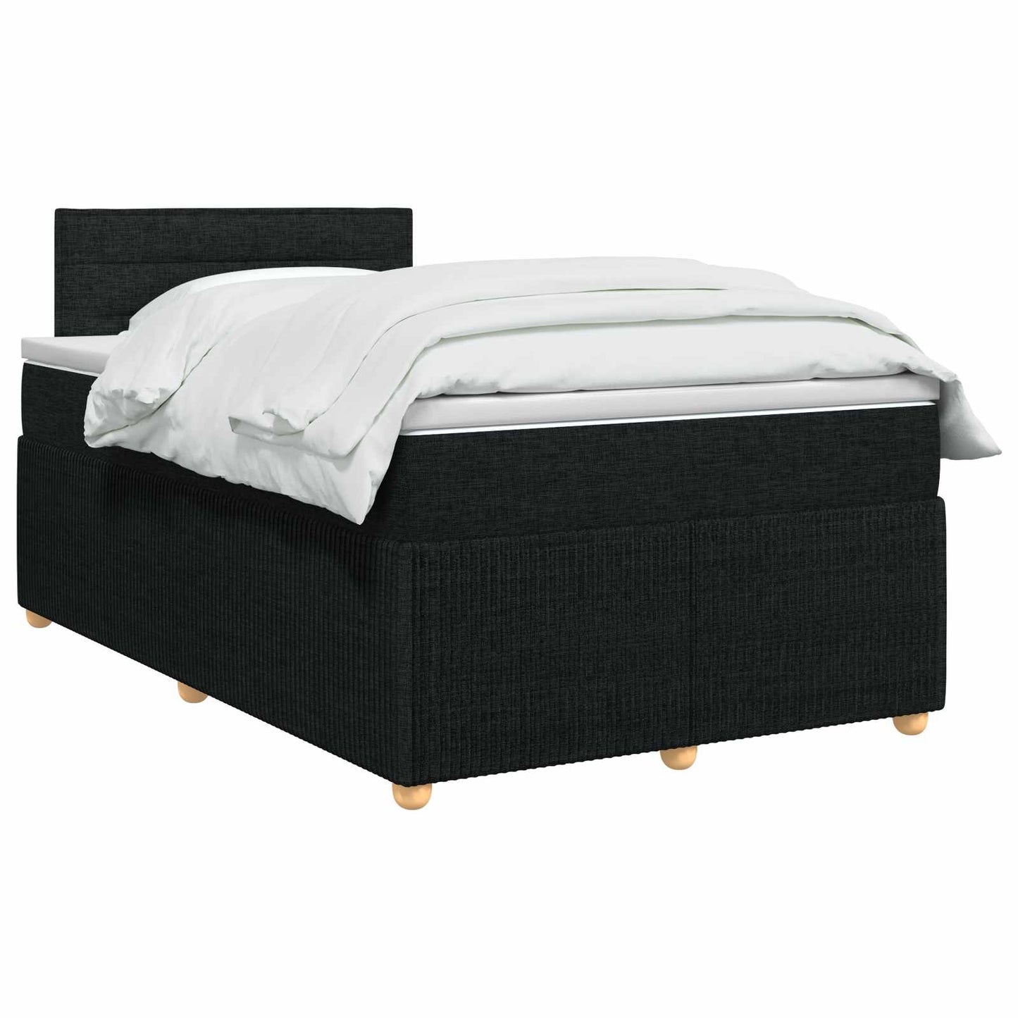 Boxmadras med topmadras med hovedgærde Sort 120 x 200 cm Stof
