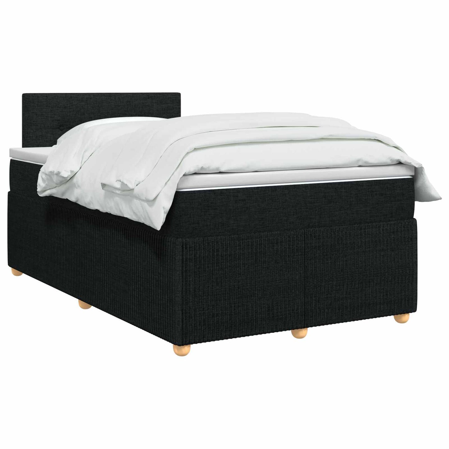Boxmadras med topmadras med hovedgærde Sort 120 x 200 cm Stof