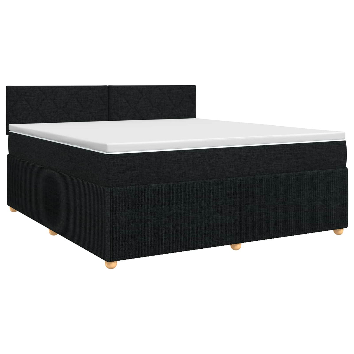 Boxmadras med topmadras med hovedgærde Sort 140 x 190 cm Stof
