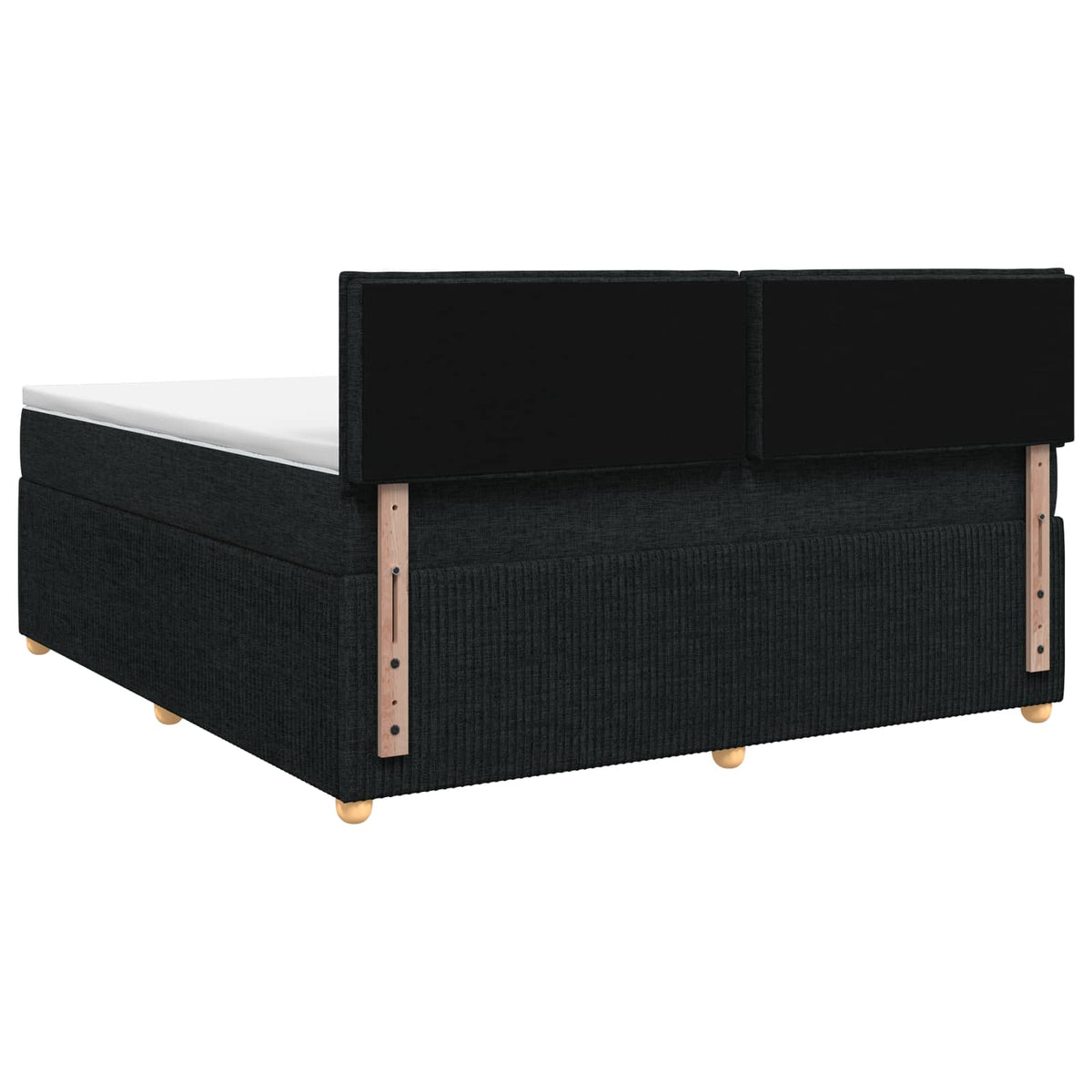 Boxmadras med topmadras med hovedgærde Sort 140 x 190 cm Stof