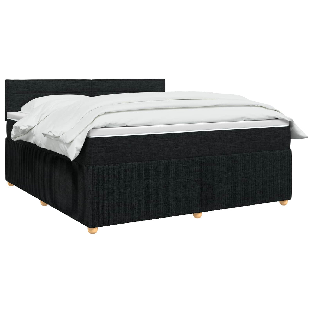 Boxmadras med topmadras med hovedgærde Sort 140 x 200 cm Stof