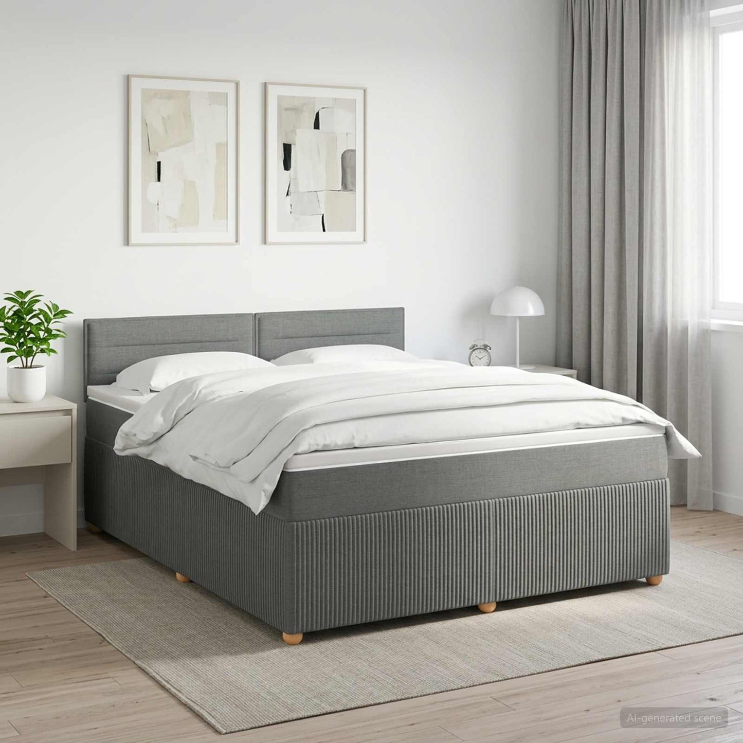 Boxmadras med topmadras Mørkegrå 140 x 190 cm Stof