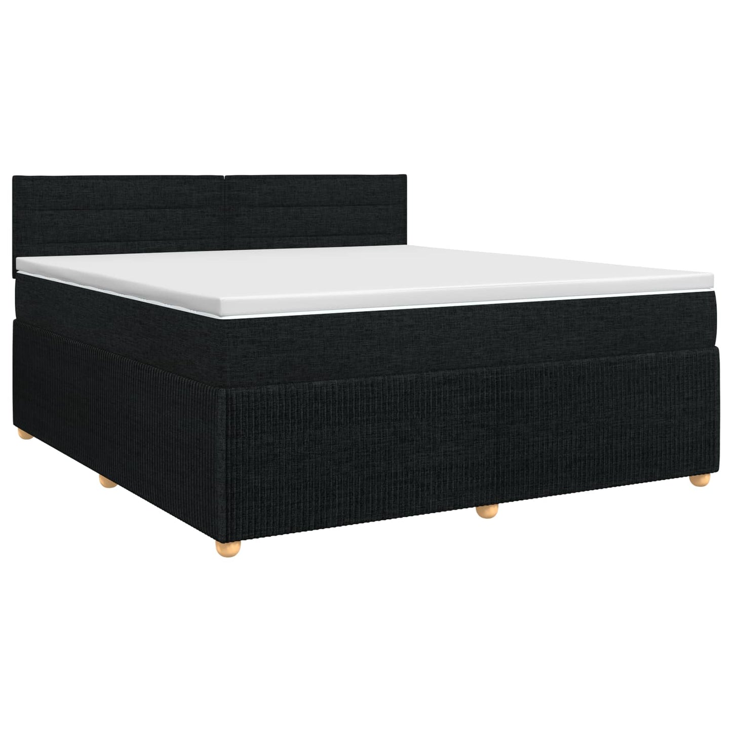 Boxmadras med topmadras med hovedgærde Sort 180 x 200 cm Stof