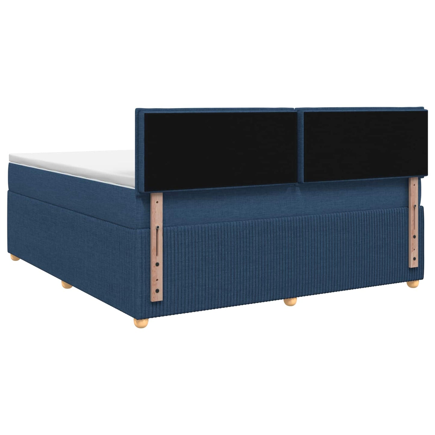Boxmadras med topmadras med hovedgærde Blå 180 x 200 cm Stof