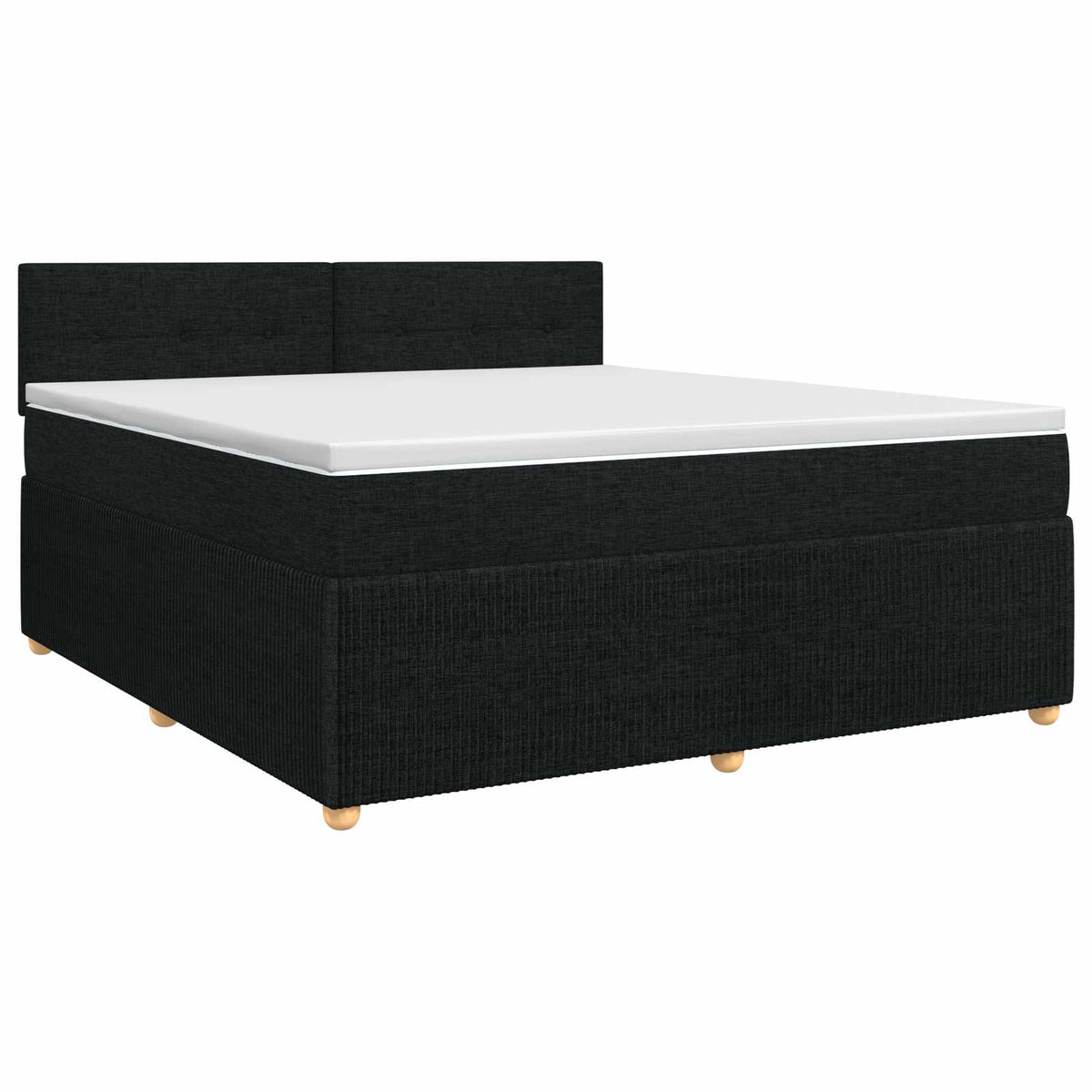 Boxmadras med topmadras med hovedgærde Sort 180 x 200 cm Stof
