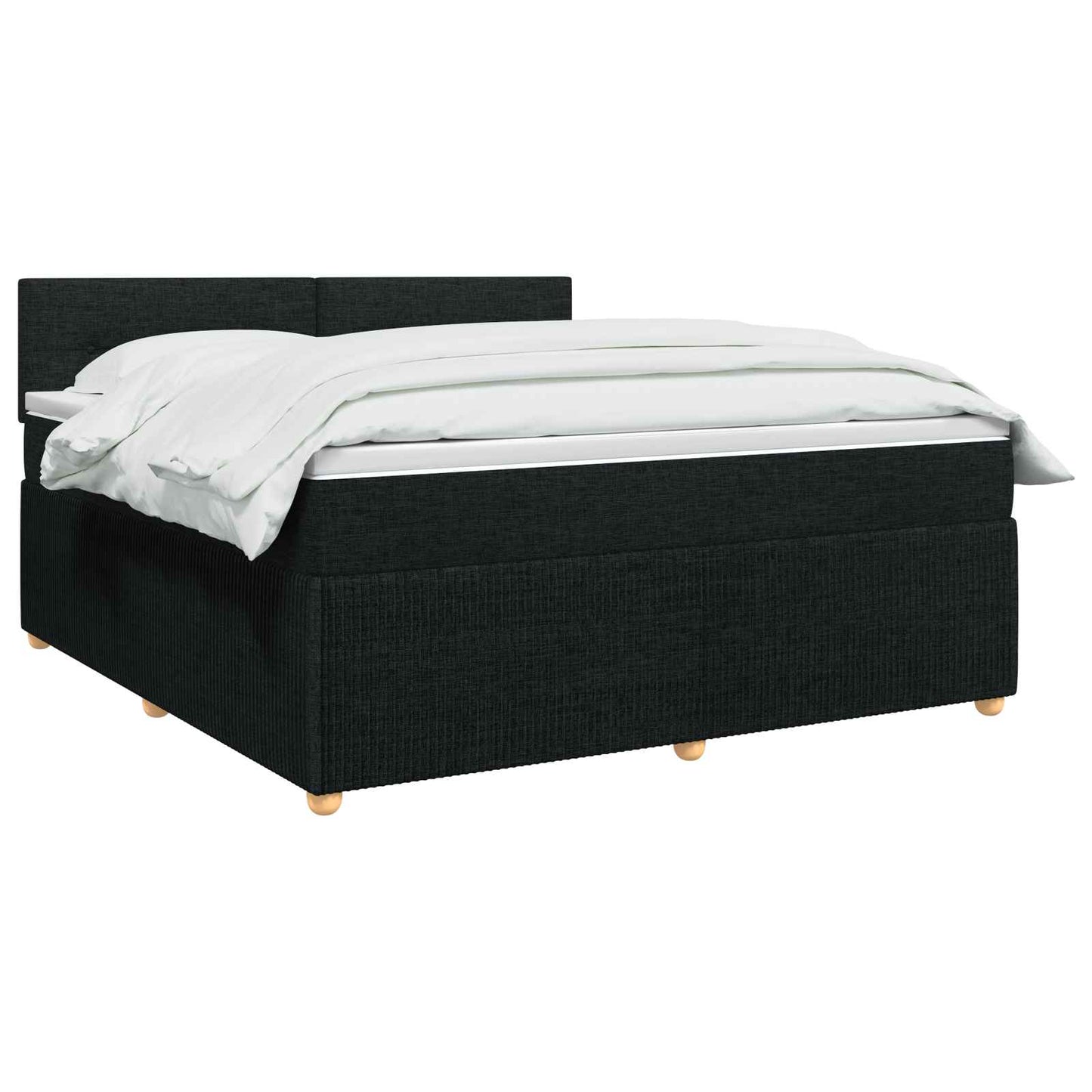 Boxmadras med topmadras med hovedgærde Sort 180 x 200 cm Stof