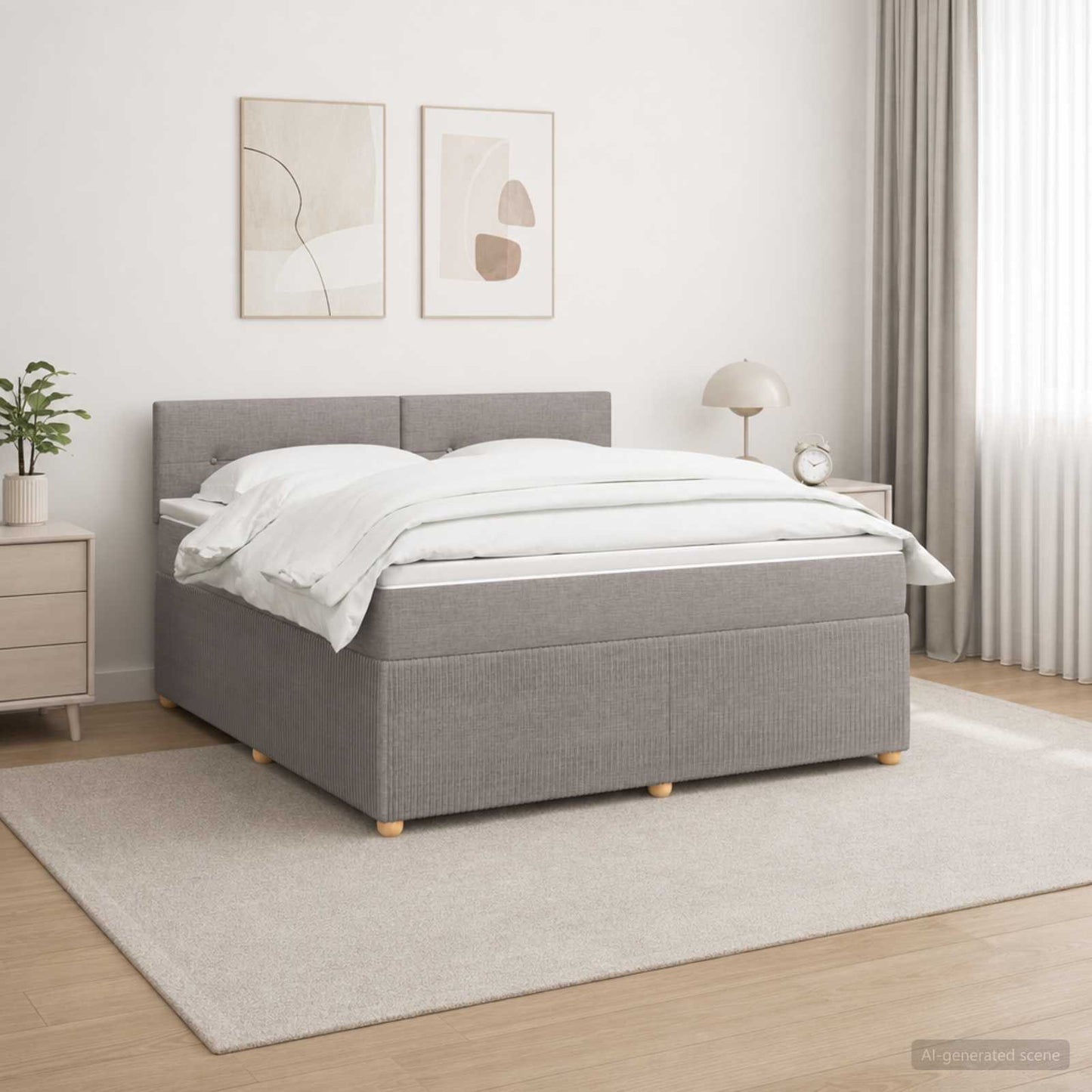 Boxmadras med topmadras Gråbrun 140 x 200 cm Stof
