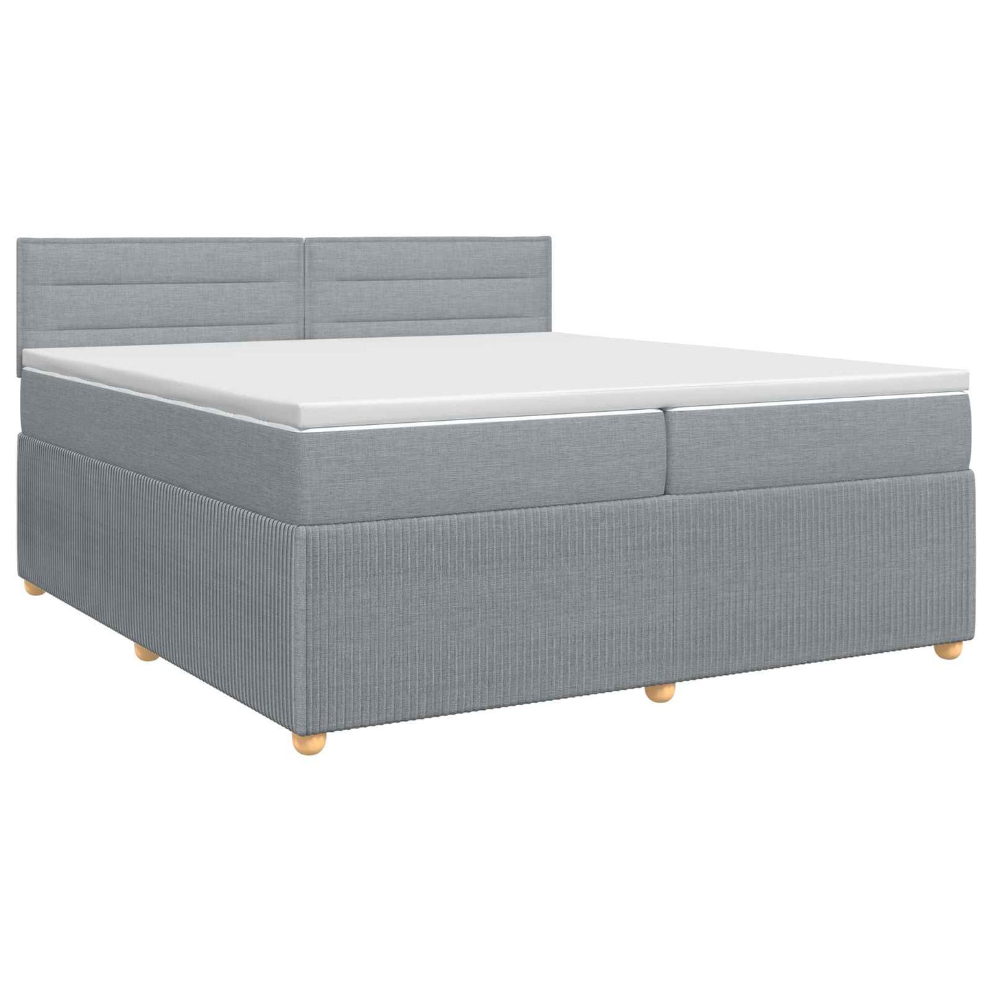 Boxmadras med topmadras Lysegrå 200 x 200 cm Stof