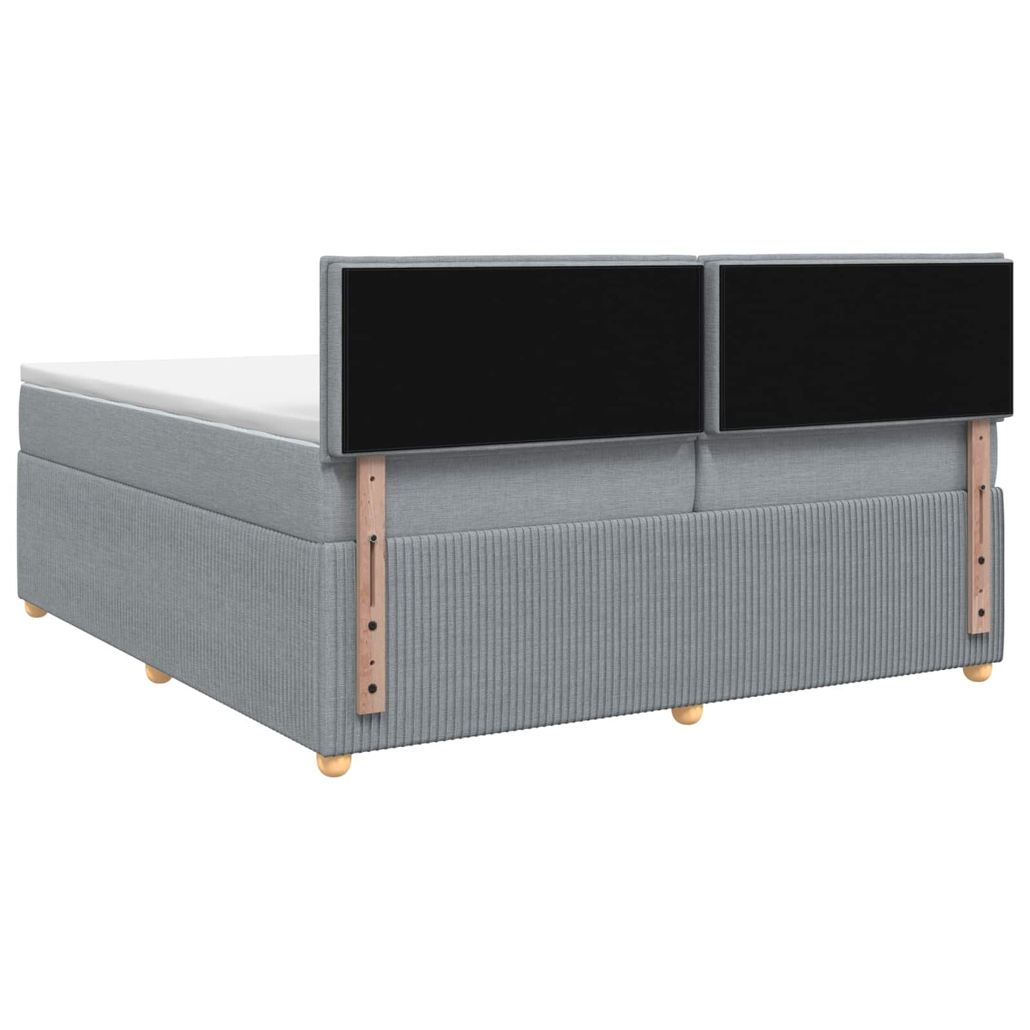 Boxmadras med topmadras Lysegrå 200 x 200 cm Stof