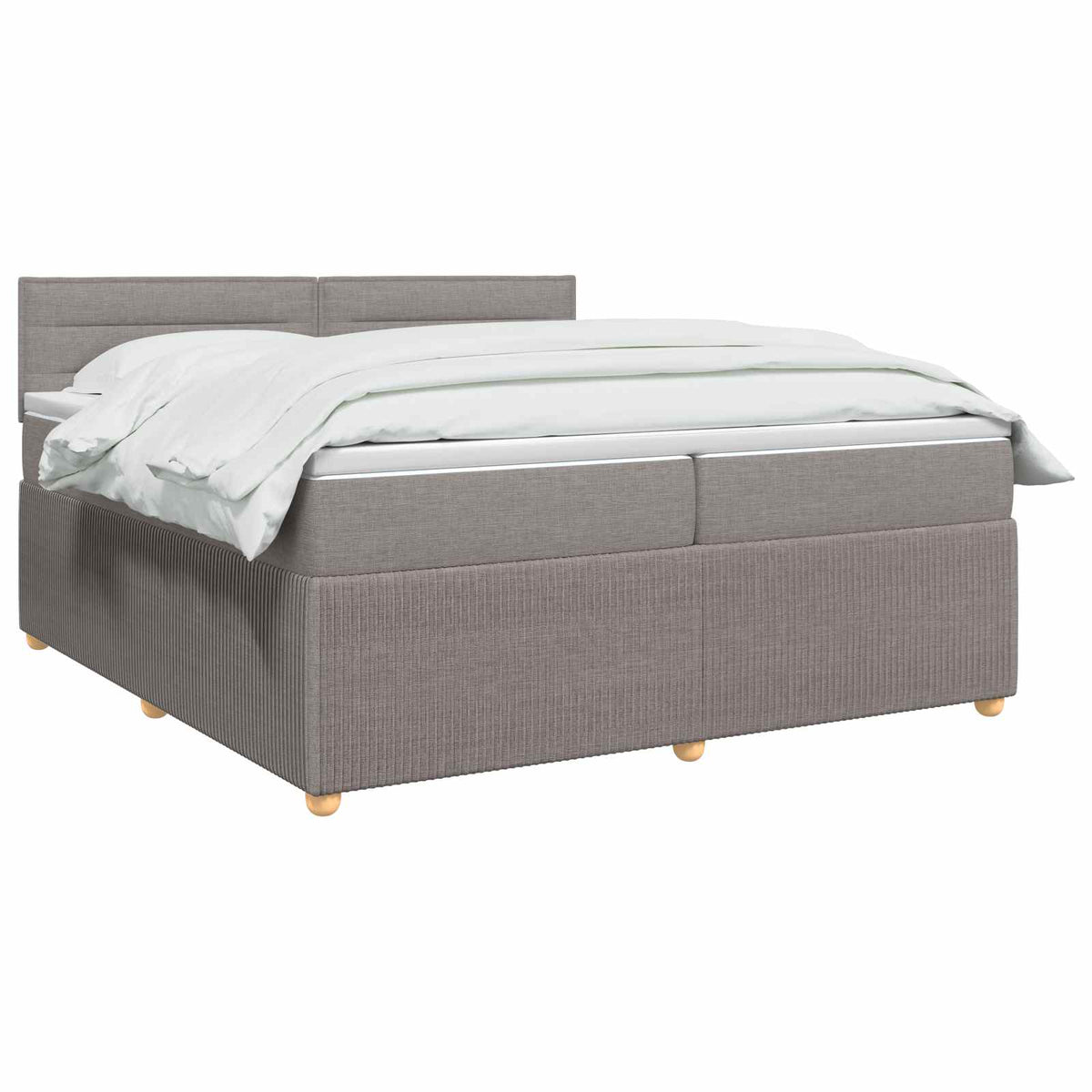 Boxmadras med topmadras Gråbrun 200 x 200 cm Stof