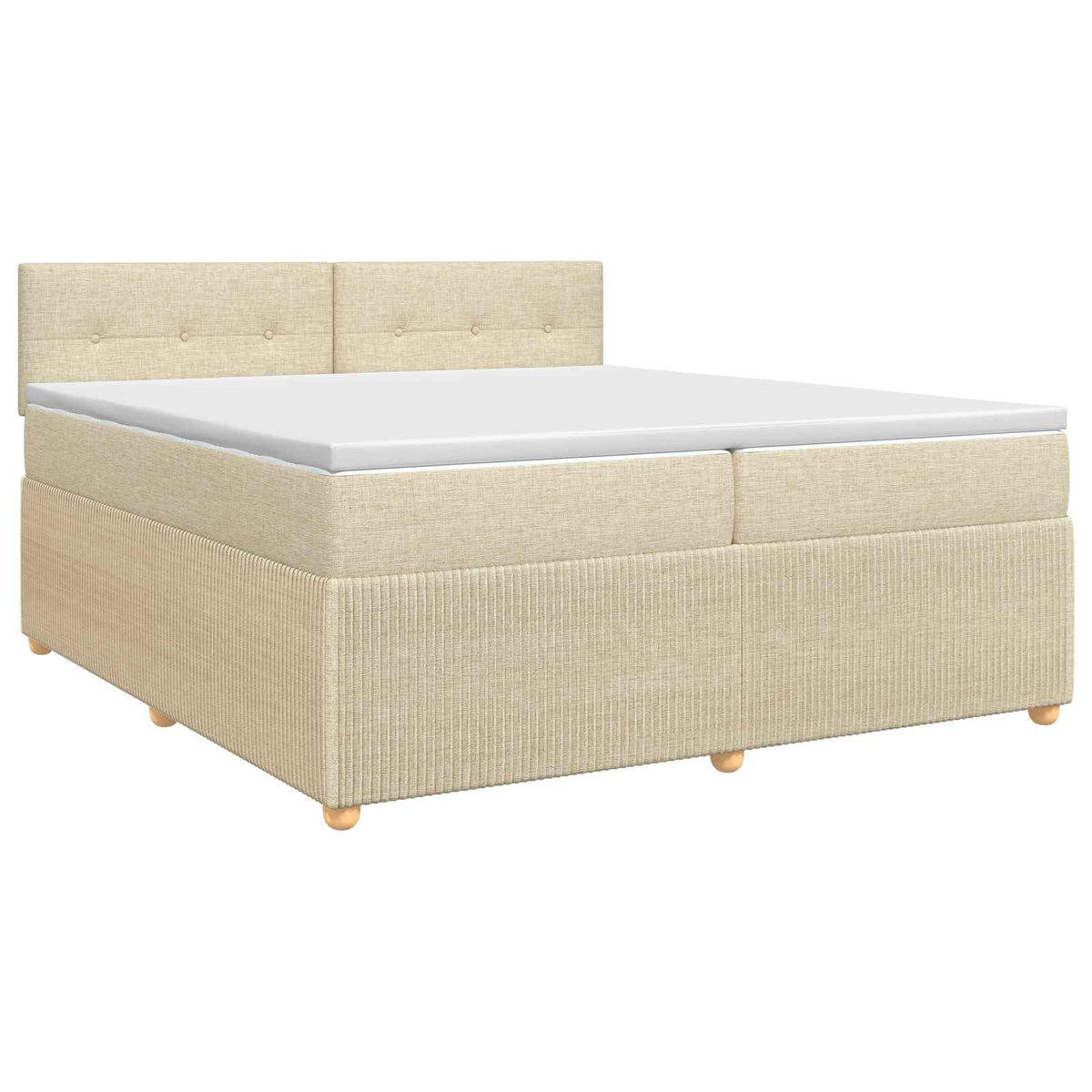 Boxmadras med topmadras Cremefarvet 200 x 200 cm Stof
