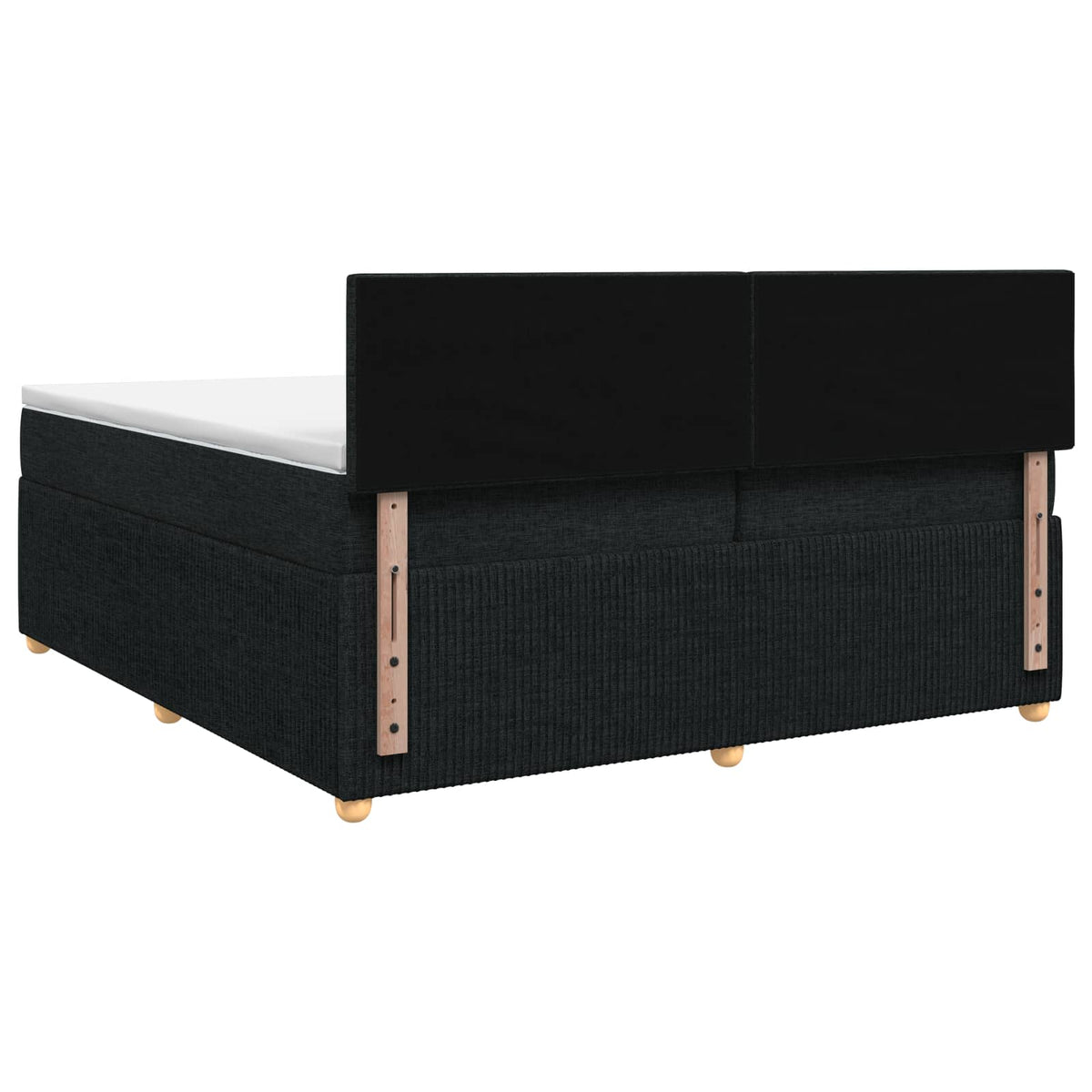 Boxmadras med topmadras med hovedgærde Sort 200 x 200 cm Stof