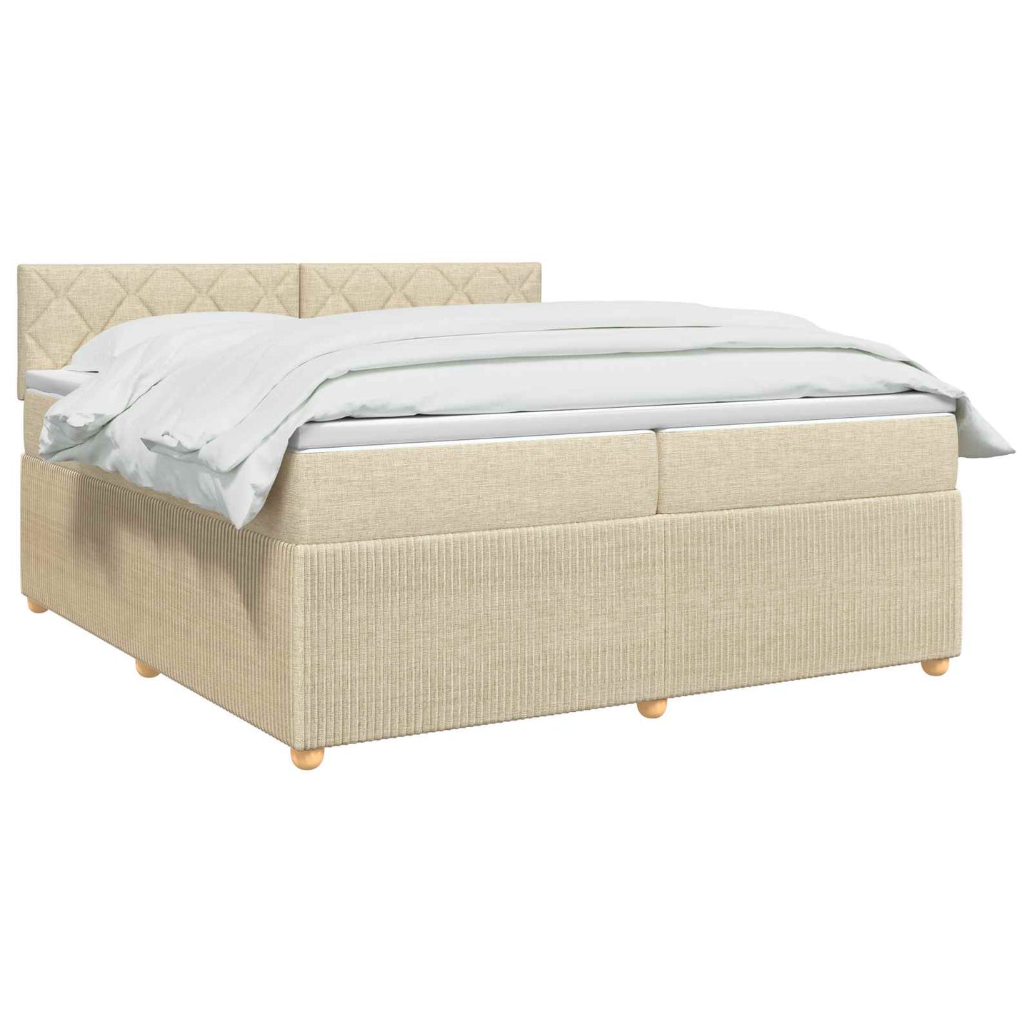 Boxmadras med topmadras Cremefarvet 200 x 200 cm Stof