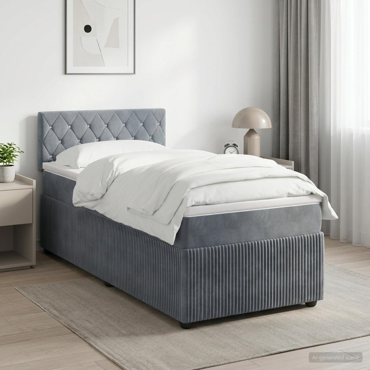 Boxmadras med topmadras Mørkegrå 100 x 200 cm Fløjl