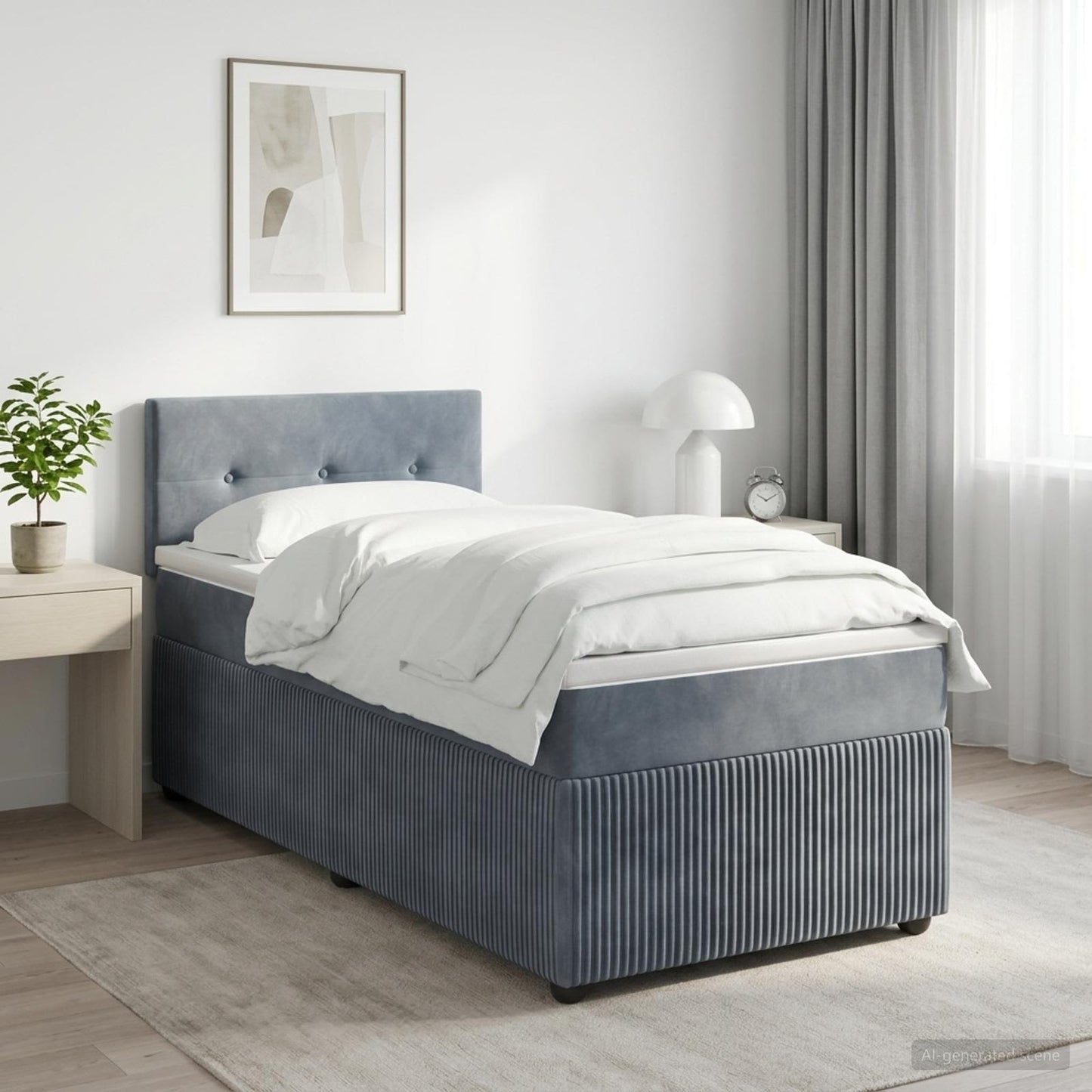 Boxmadras med topmadras Mørkegrå 80 x 200 cm Fløjl