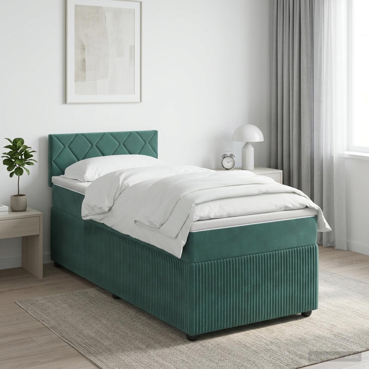 Boxmadras med topmadras Mørkegrøn 90 x 190 cm Fløjl