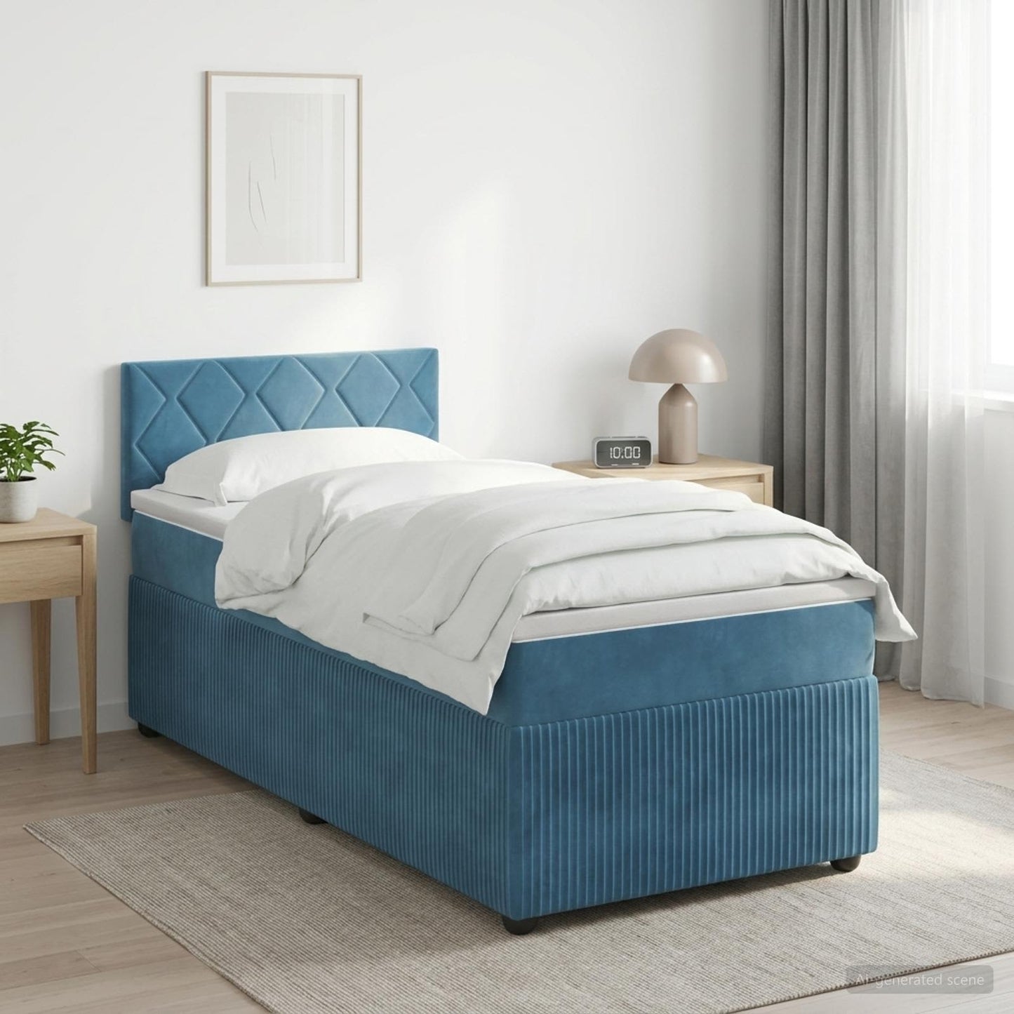 Boxmadras med topmadras Mørk blå 100 x 200 cm Fløjl