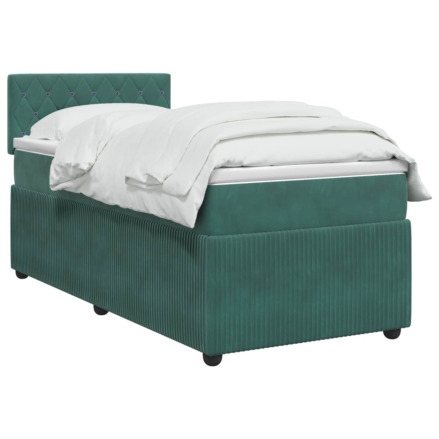 Boxmadras med topmadras Mørkegrøn 90 x 190 cm Fløjl