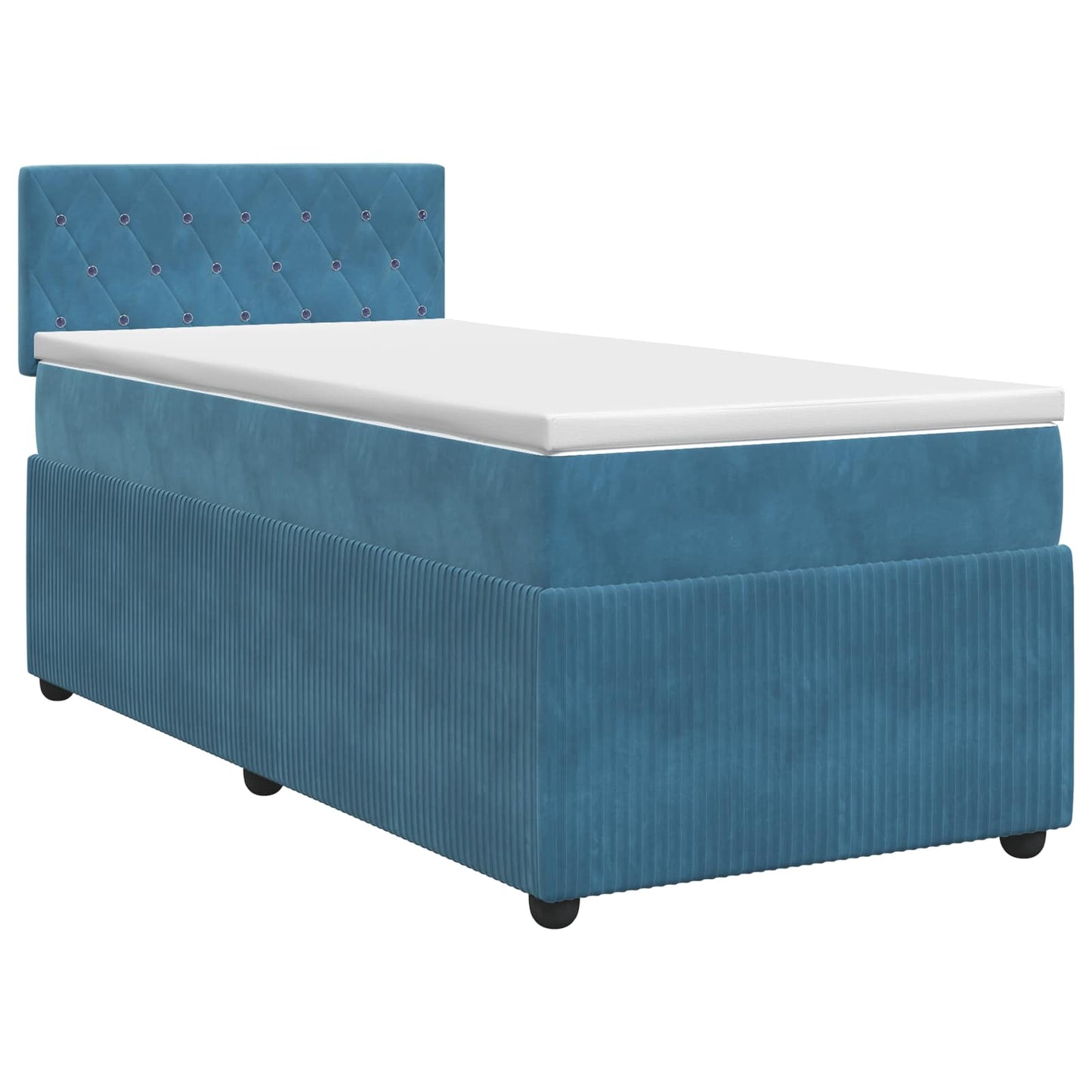 Boxmadras med topmadras Mørk blå 90 x 190 cm Fløjl
