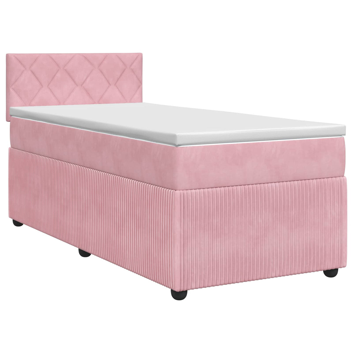 Boxmadras med topmadras Lyserød 90 x 190 cm Fløjl
