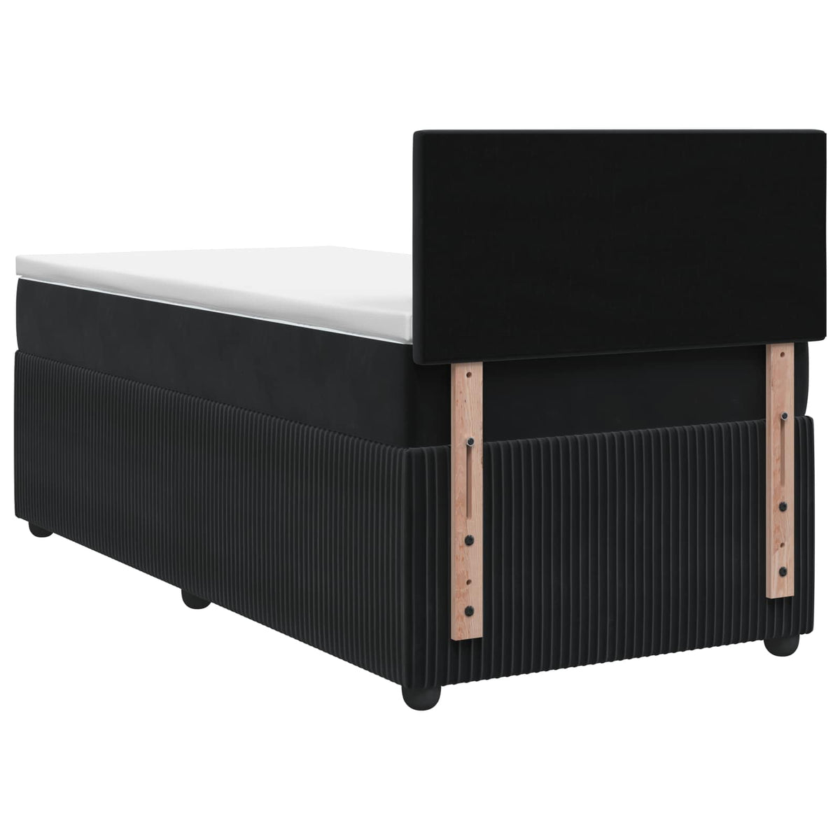Boxmadras med topmadras med hovedgærde Sort 100 x 200 cm Fløjl