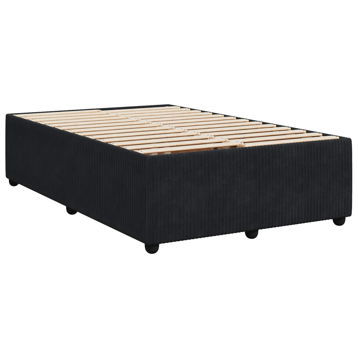 Boxmadras med topmadras med hovedgærde Sort 120 x 190 cm Fløjl
