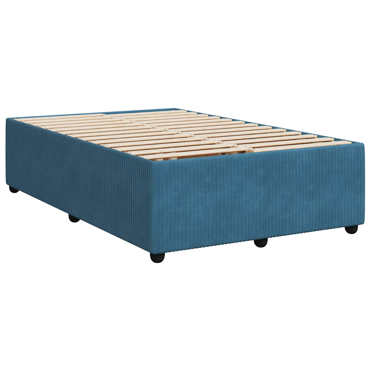 Boxmadras med topmadras med hovedgærde Blå 120 x 190 cm Fløjl