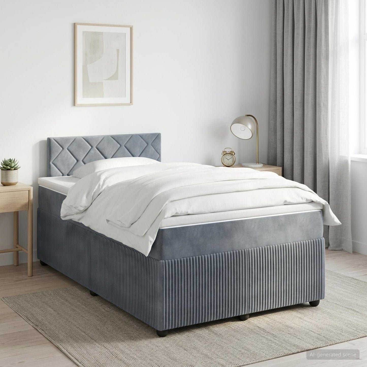 Boxmadras med topmadras Mørkegrå 120 x 190 cm Fløjl