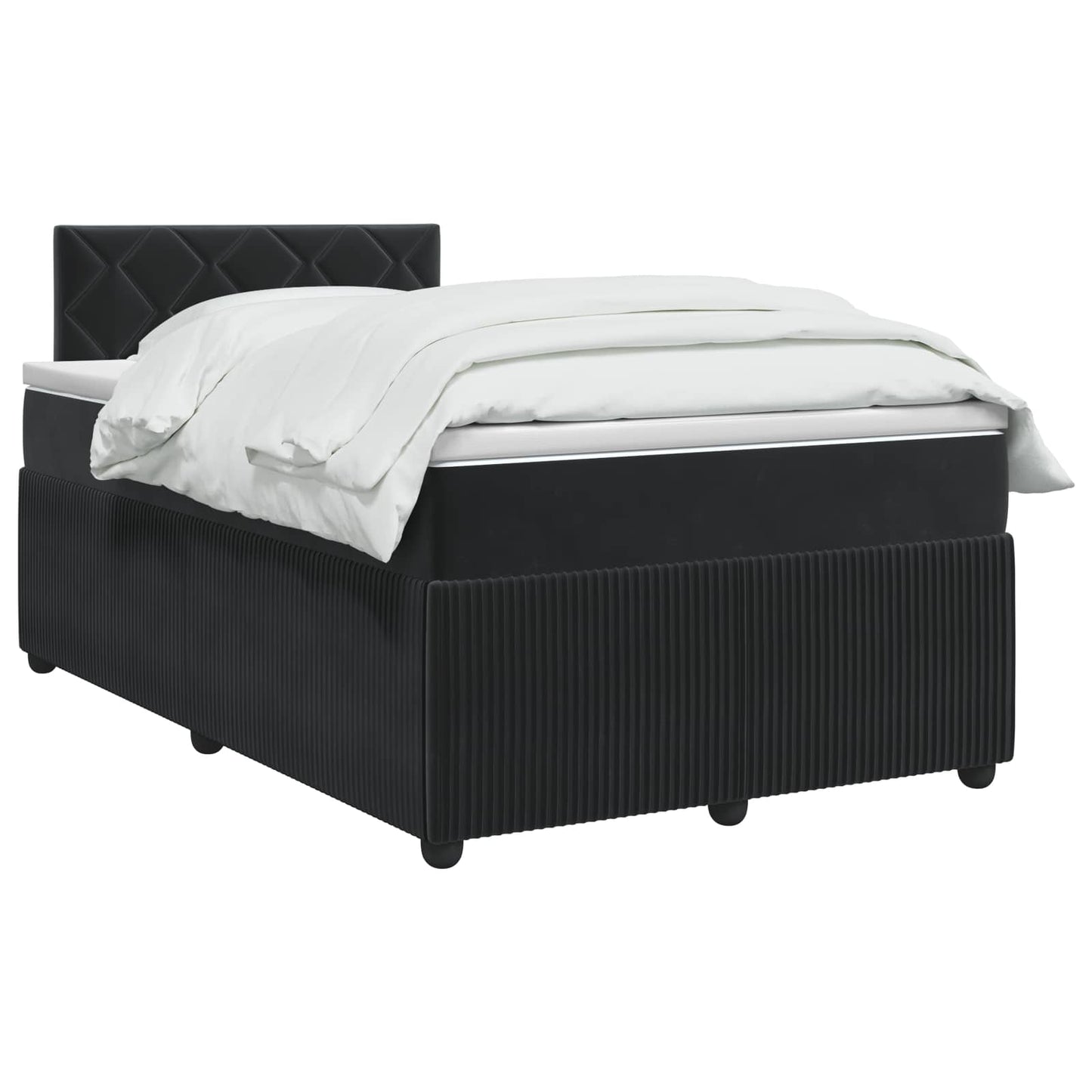 Boxmadras med topmadras med hovedgærde Sort 120 x 190 cm Fløjl