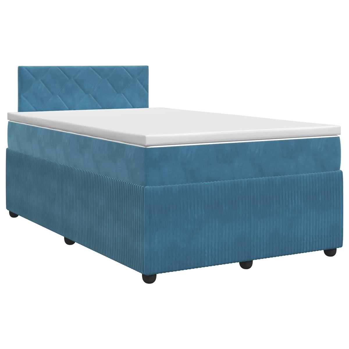 Boxmadras med topmadras med hovedgærde Blå 120 x 190 cm Fløjl