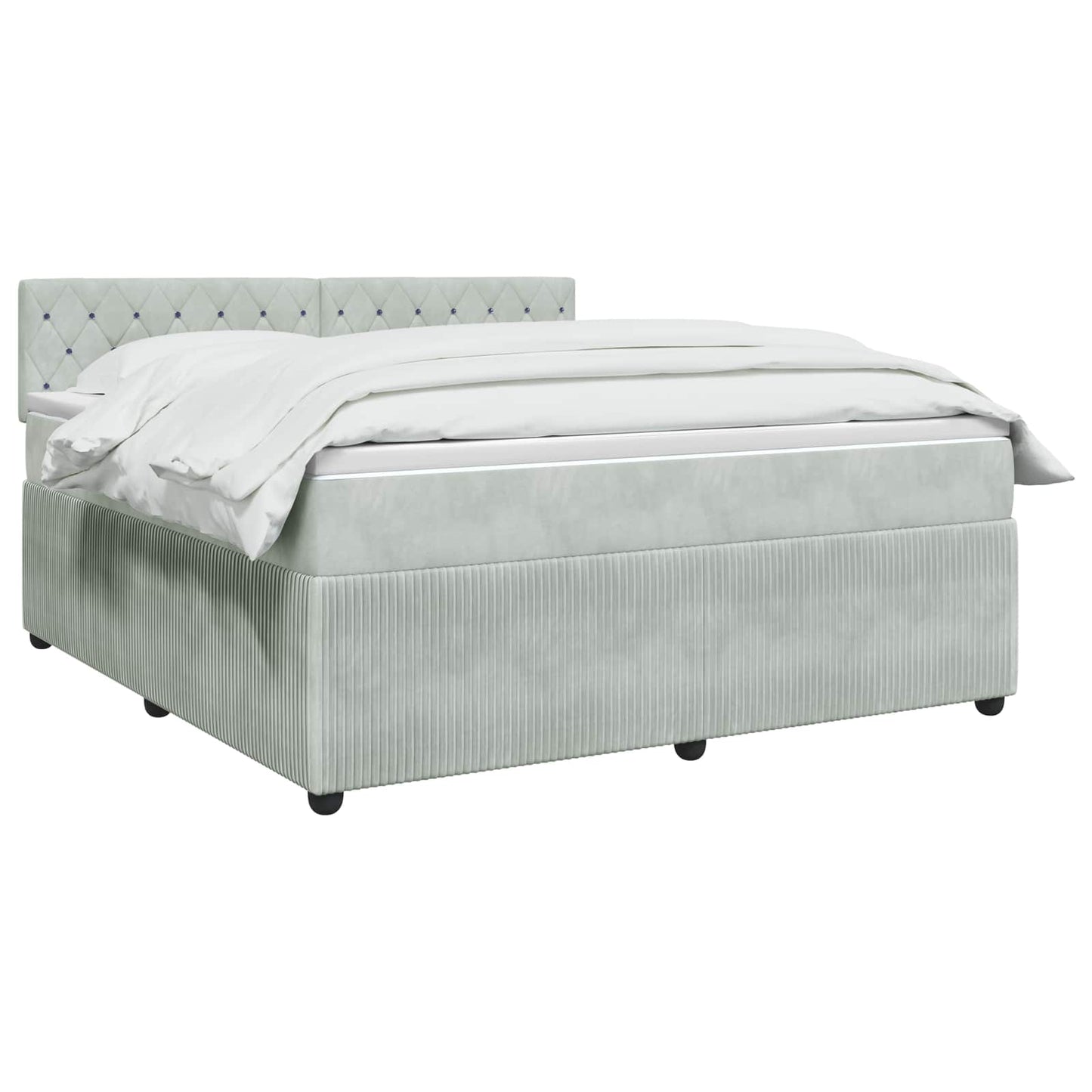 Boxmadras med topmadras Lysegrå 140 x 190 cm Fløjl