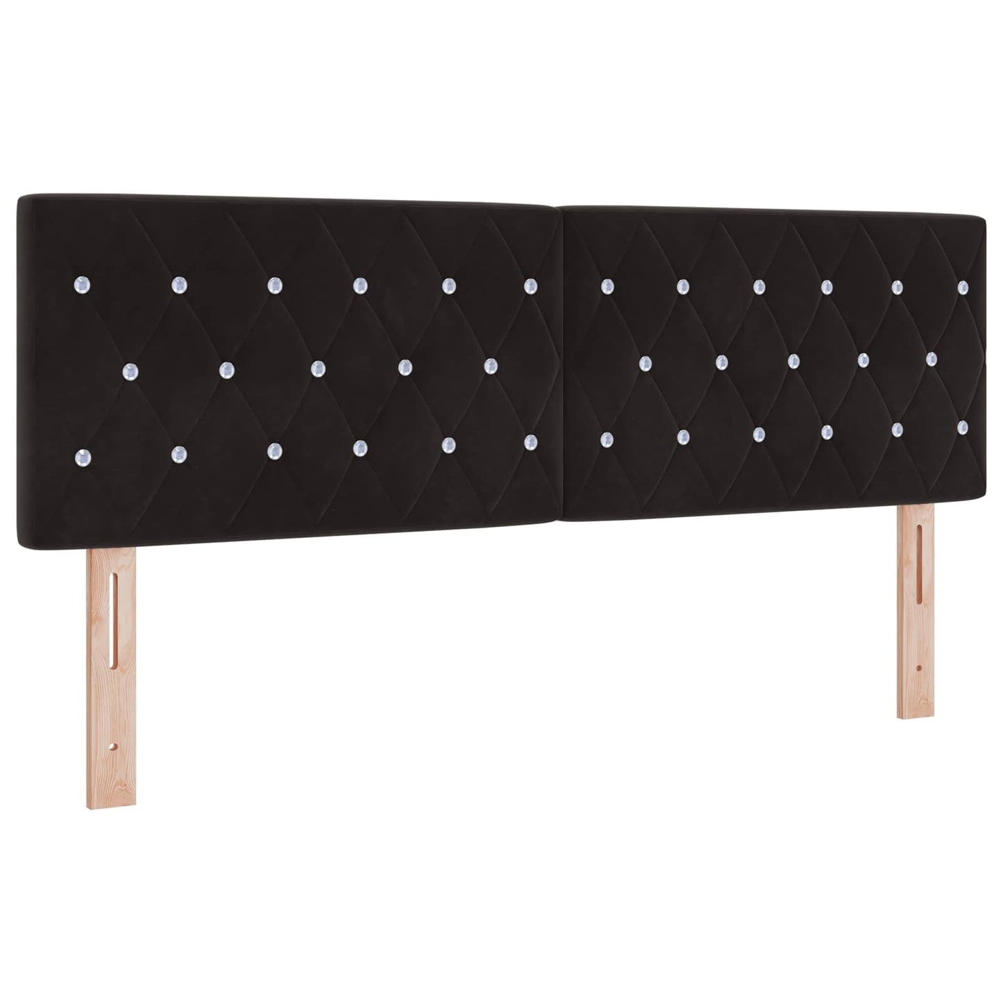Boxmadras med topmadras med hovedgærde Sort 140 x 190 cm Fløjl