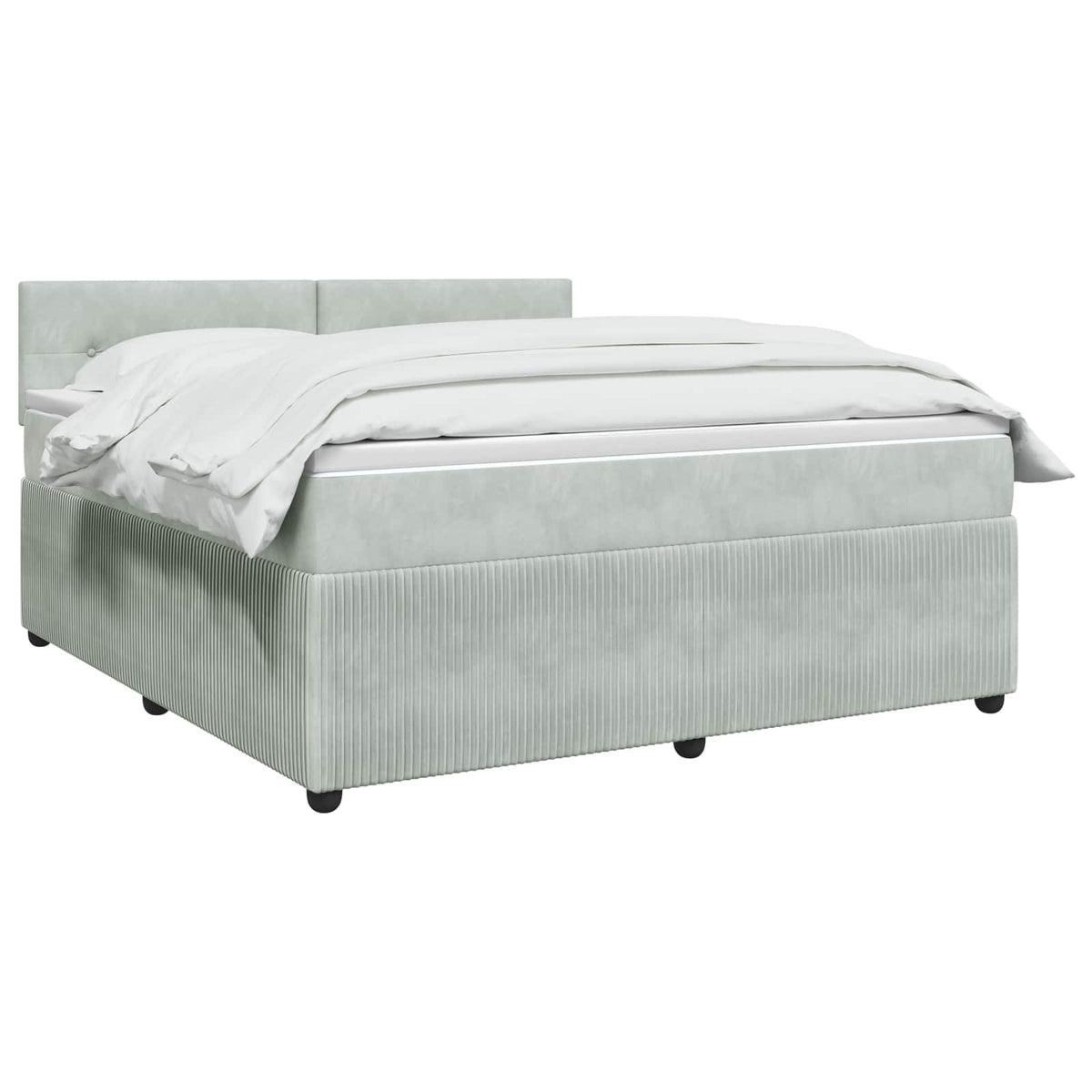 Boxmadras med topmadras Lysegrå 140 x 190 cm Fløjl