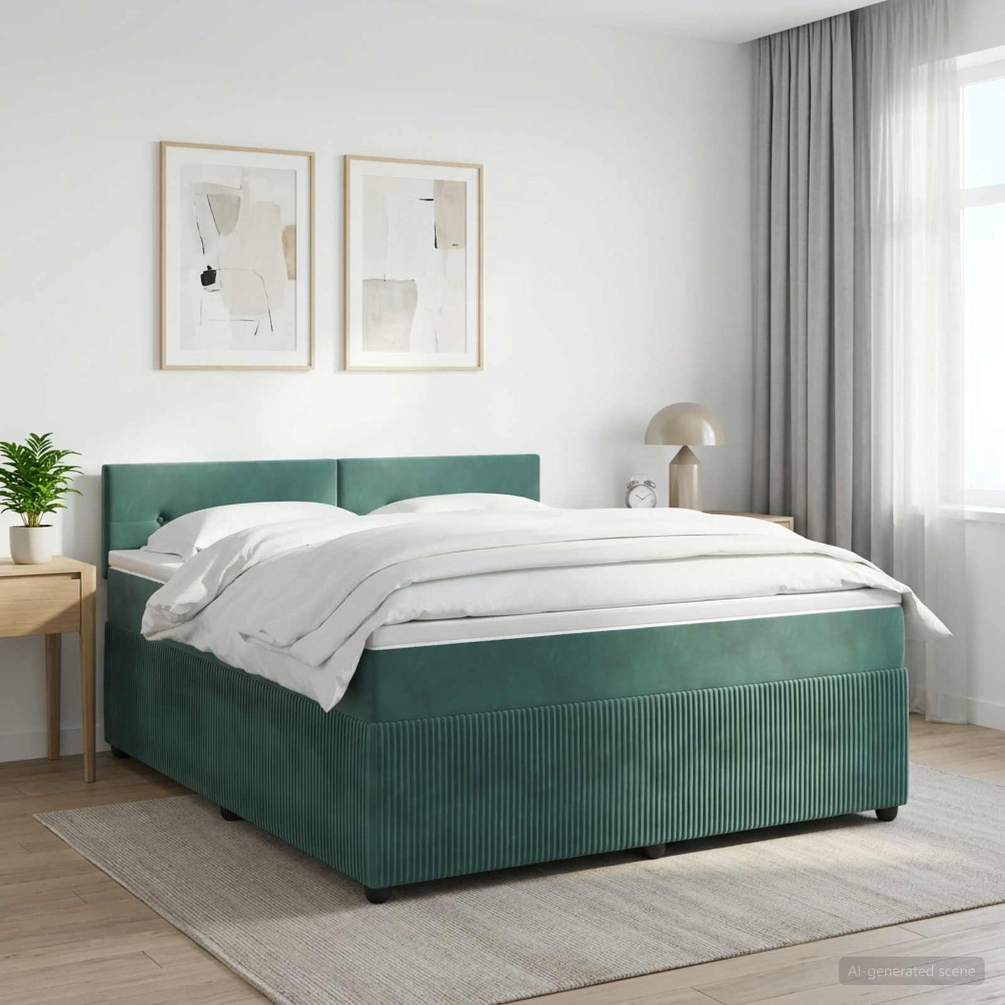 Boxmadras med topmadras Mørkegrøn 140 x 190 cm Fløjl