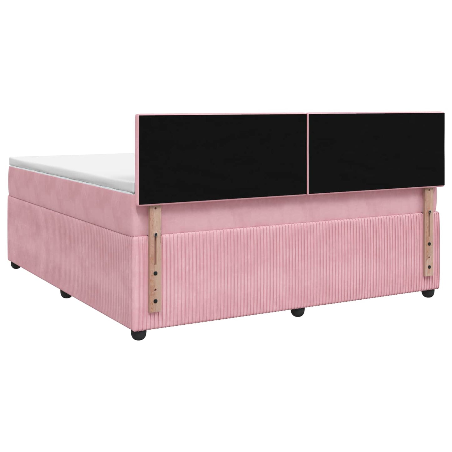 Boxmadras med topmadras Lyserød 180 x 200 cm Fløjl