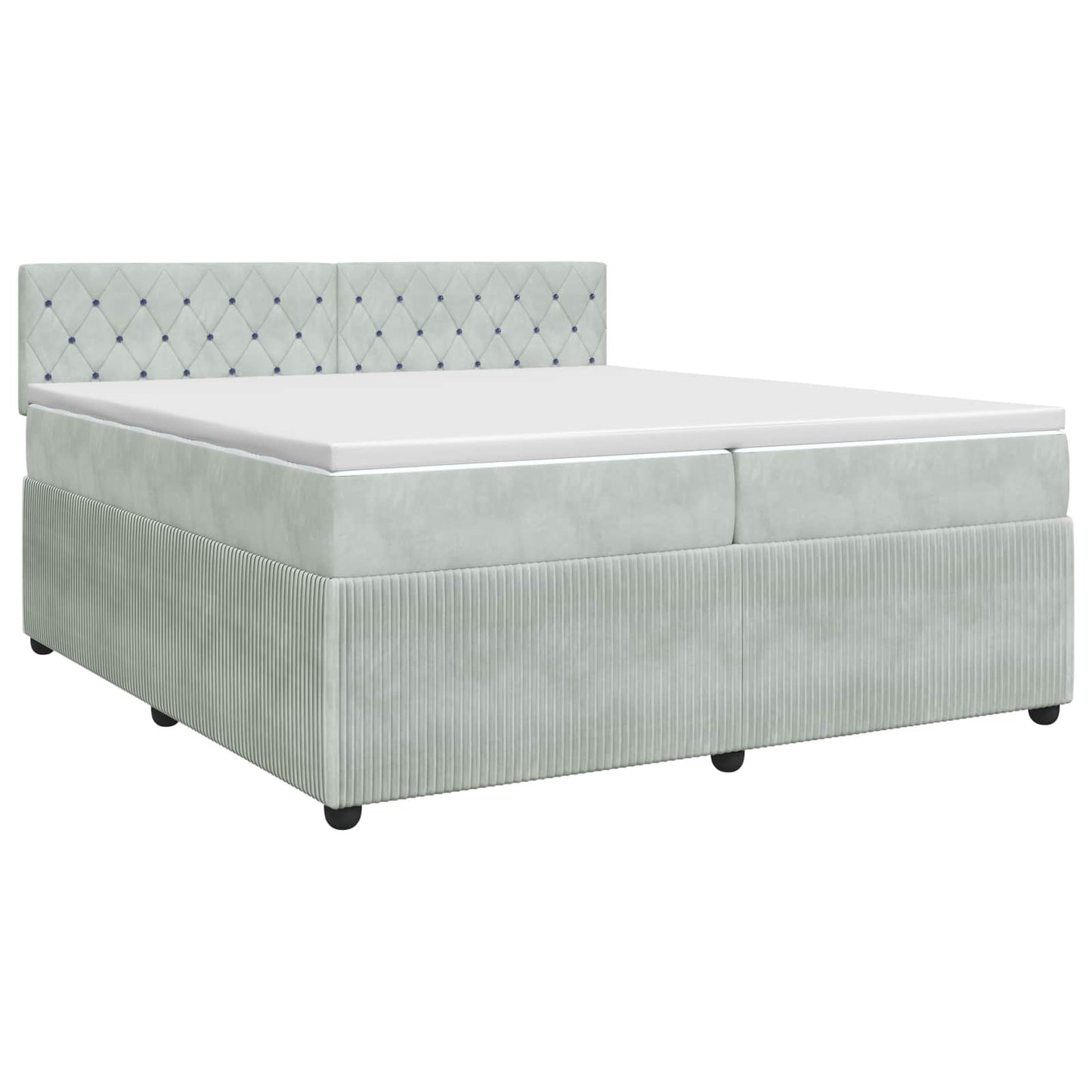 Boxmadras med topmadras Lysegrå 200 x 200 cm Fløjl