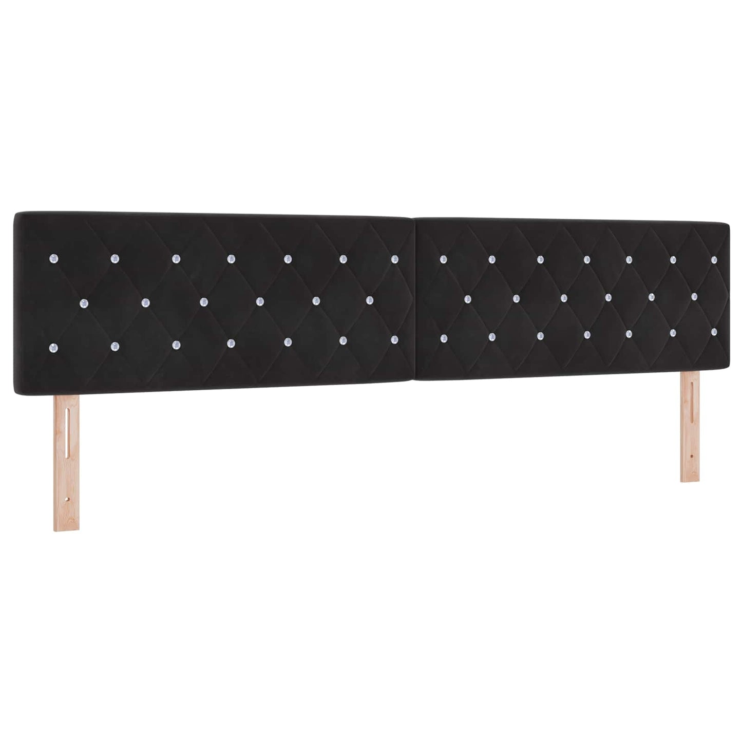 Boxmadras med topmadras med hovedgærde Sort 200 x 200 cm Fløjl