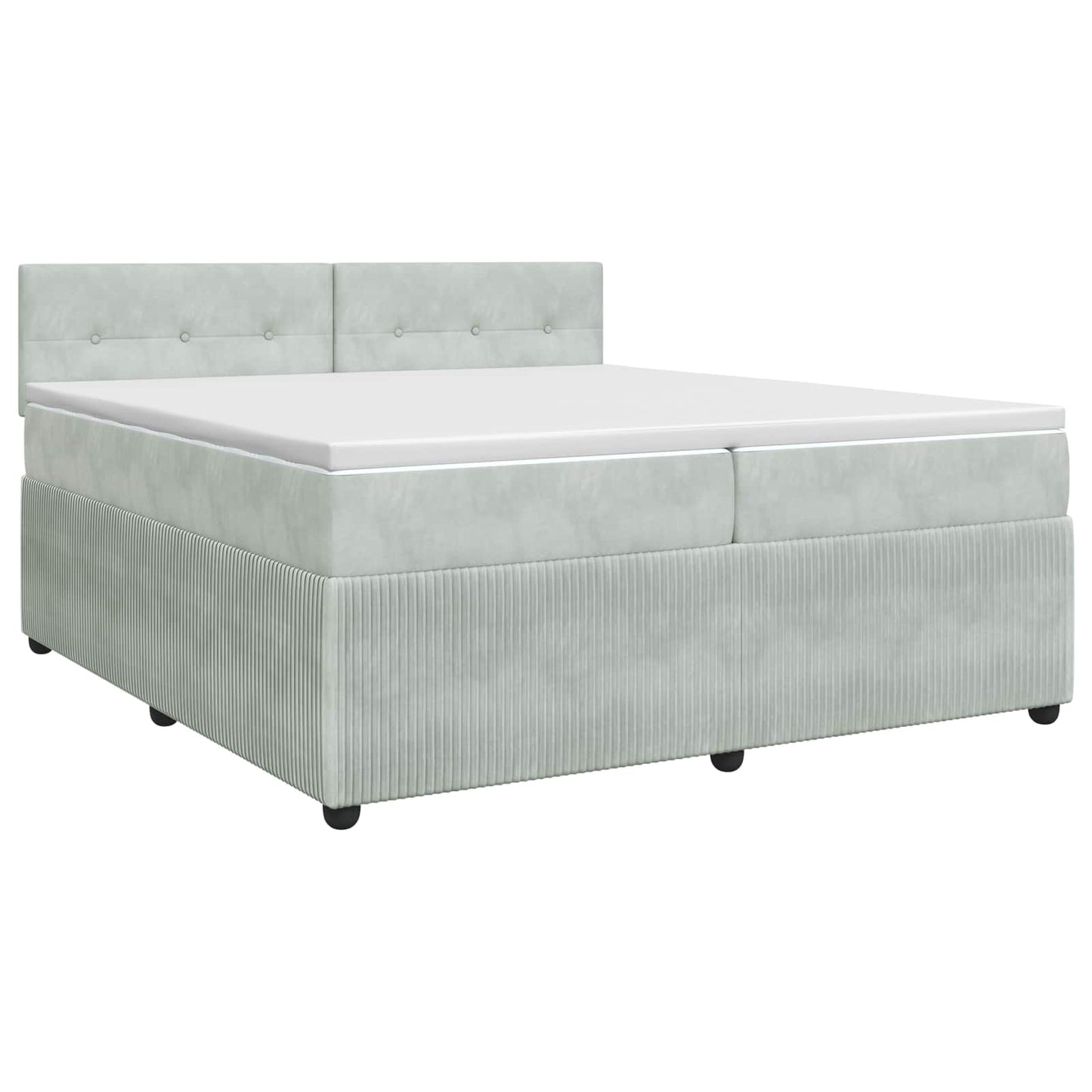 Boxmadras med topmadras Lysegrå 200 x 200 cm Fløjl