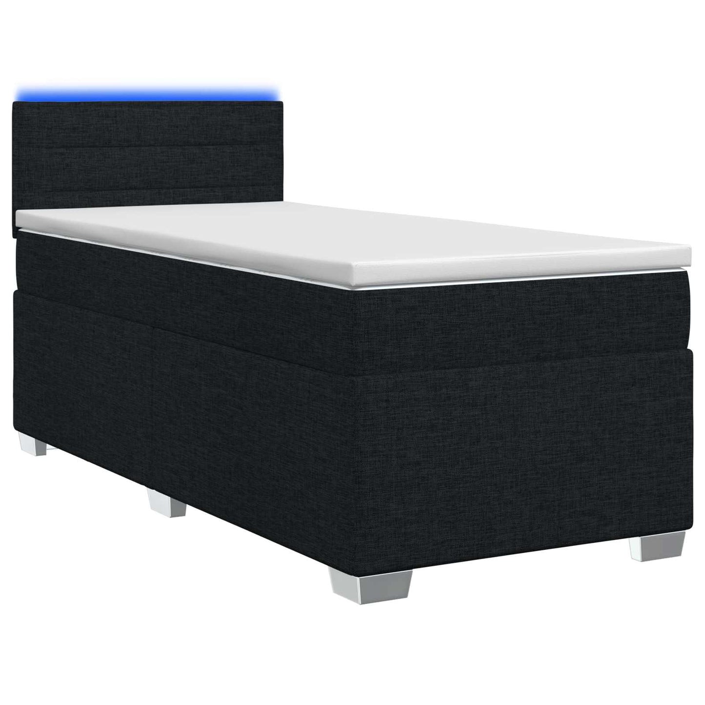 Box Spring Seng med Madras og LED Sort 80 x 200 cm Stof