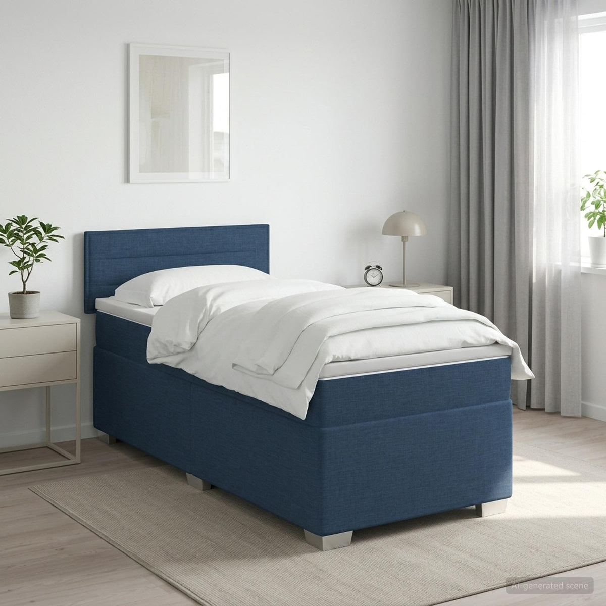 Box Spring Seng med Madras og LED Mørk Brun 90 x 190 cm Stof