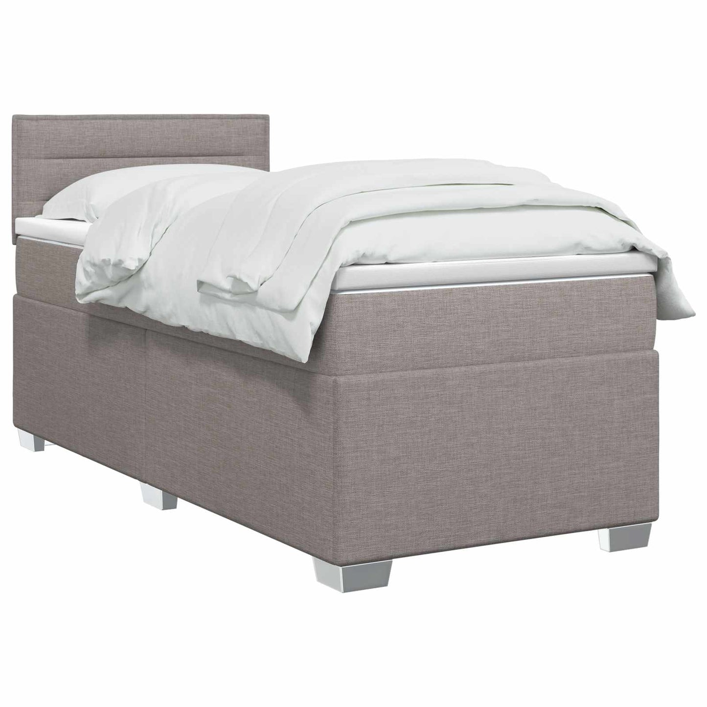 Box Spring Seng med Madras og LED Gråbrun 80 x 200 cm Stof