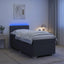 Box Spring Seng med Madras og LED Mørkegrå 90 x 190 cm Stof