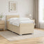 Box Spring Seng med Madras og LED Cremefarvet 100 x 200 cm Stof