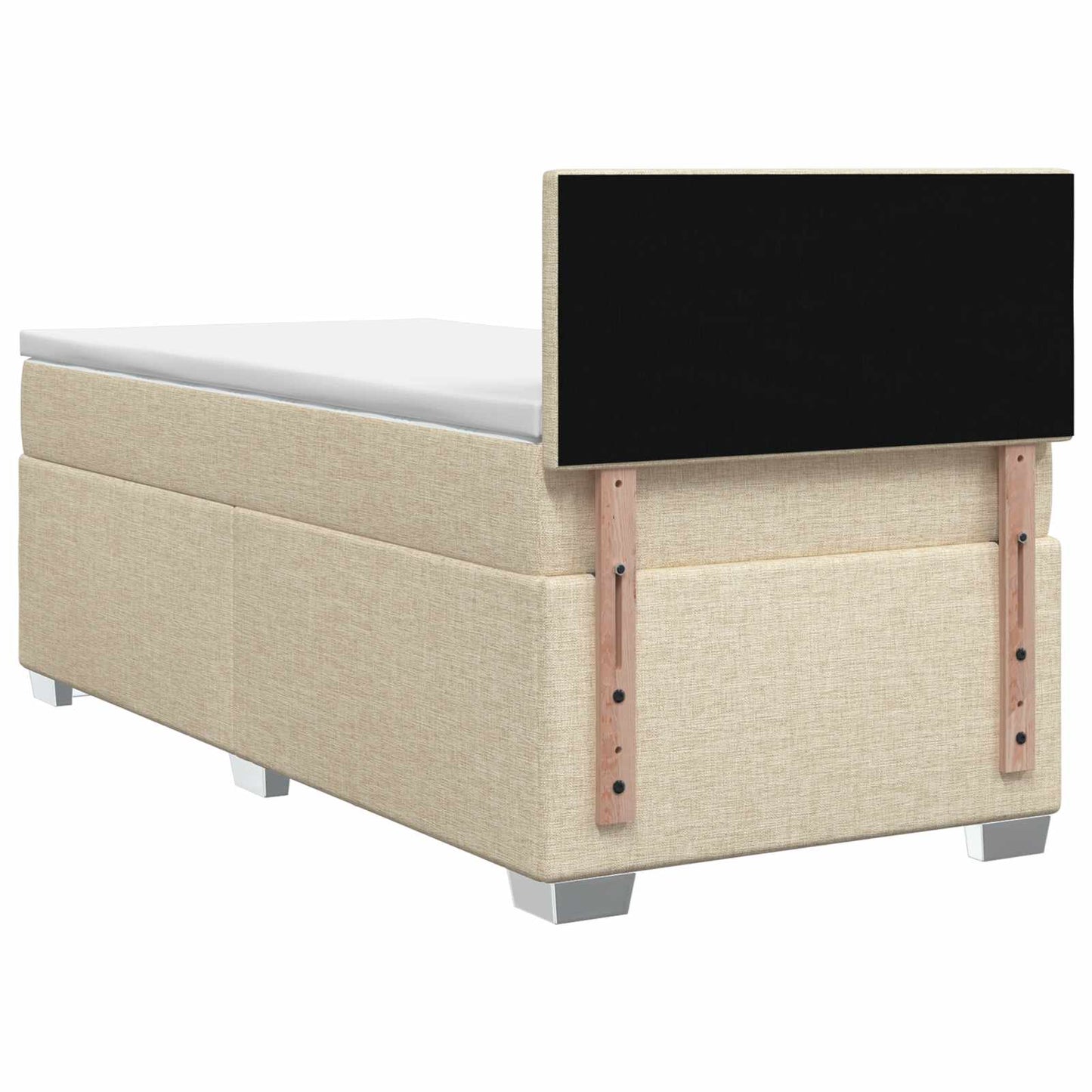 Box Spring Seng med Madras og LED Cremefarvet 80 x 200 cm Stof