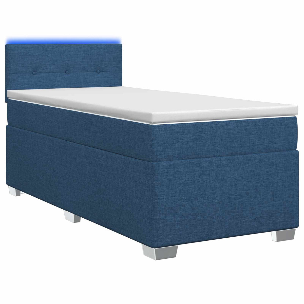 Box Spring Seng med Madras og LED Blå 80 x 200 cm Stof